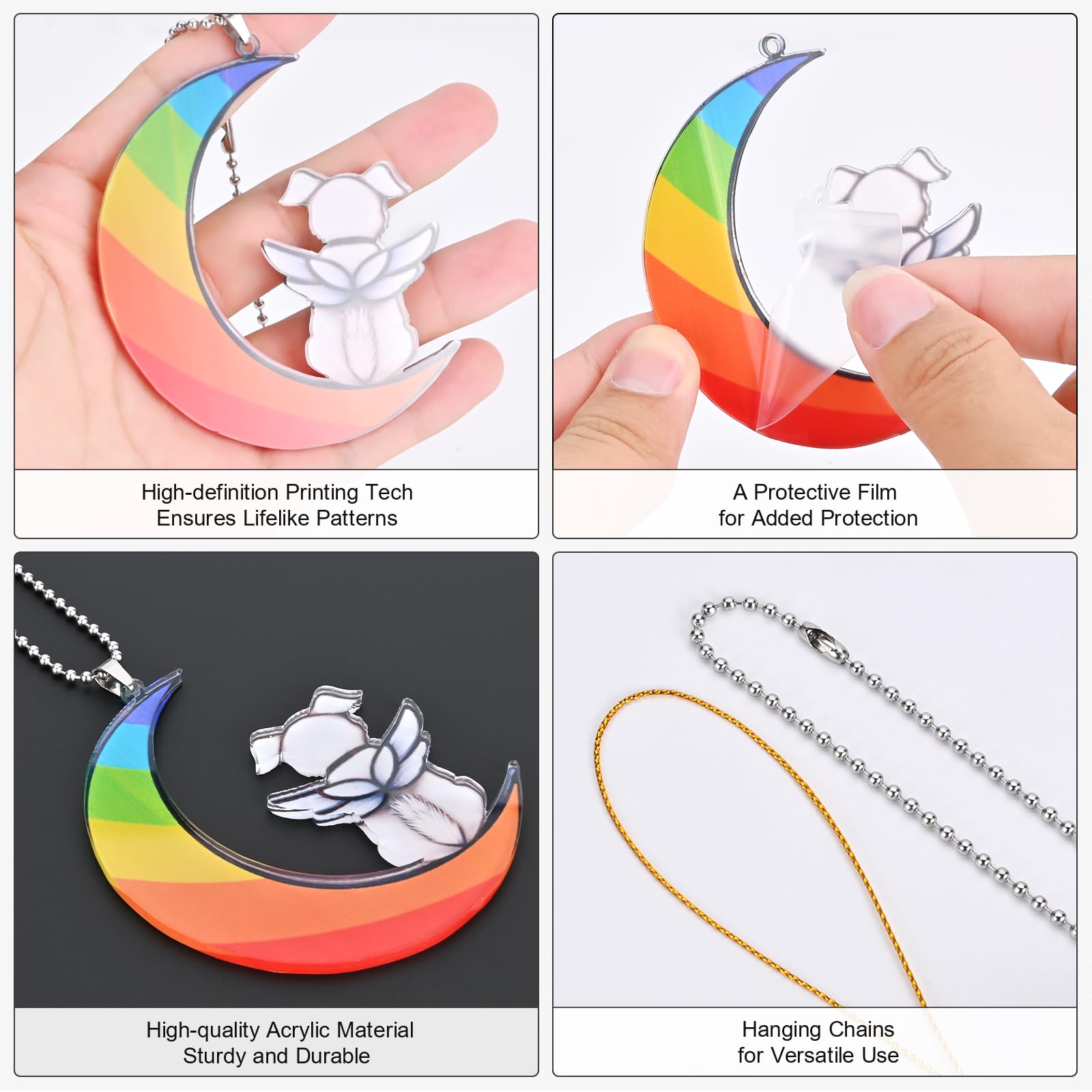 Rainbow Bridge Pet Memorial Gifts - Dog On The Moon Pet Remembrance Gift Dog Car Mirror Hanging Accessories - Dog Memorial Sunca