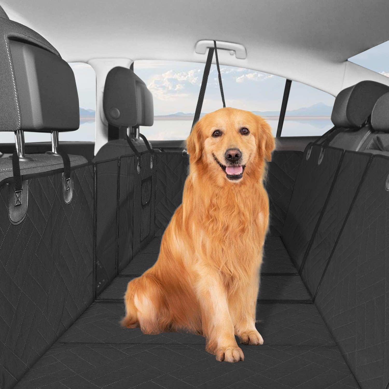 Mirozo Back Seat Extender For Dogs, 600D Heavy Durable Car Seat Cover For Dogs Seat Cover With Door Protectors For Traveling Wit