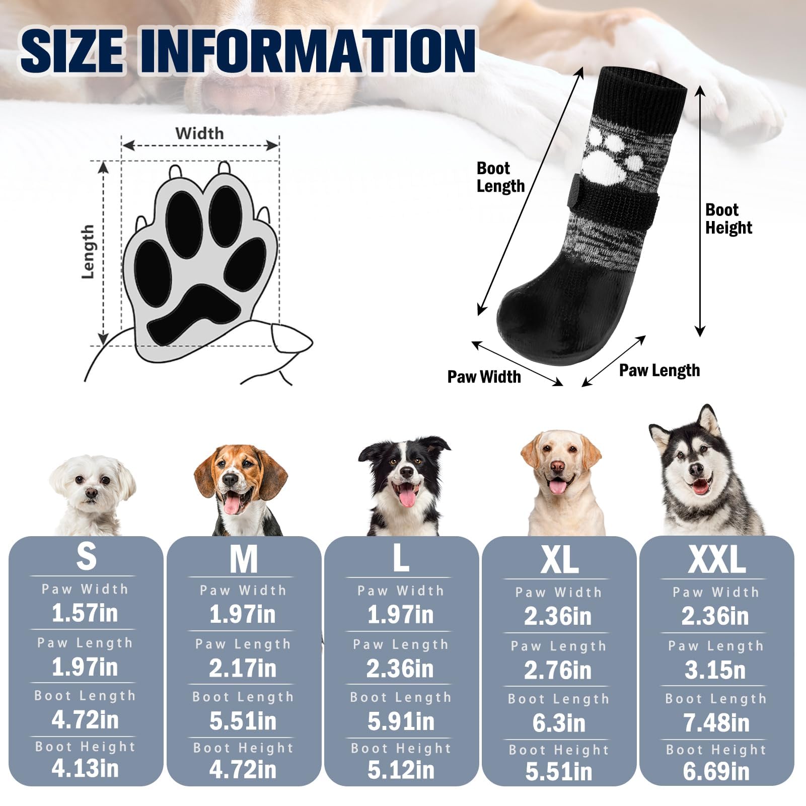 SCENEREAL Anti Slip Dog Boots & Shoes for Hot/Cold Pavement to Prevent Licking, Waterproof Dog Socks Paw Protectors for Small Me