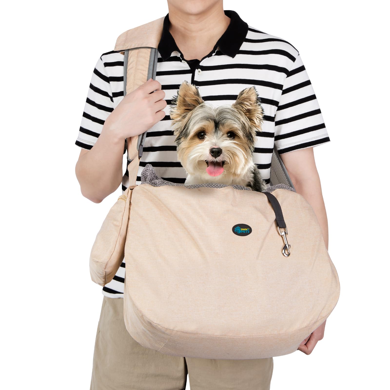 Ownpets Pet Sling Carrier, Fits 15 to 20lbs Extra-Large Dog/Cat Sling Carrier Reversible and Hands-Free Dog Bag with Adjustable 