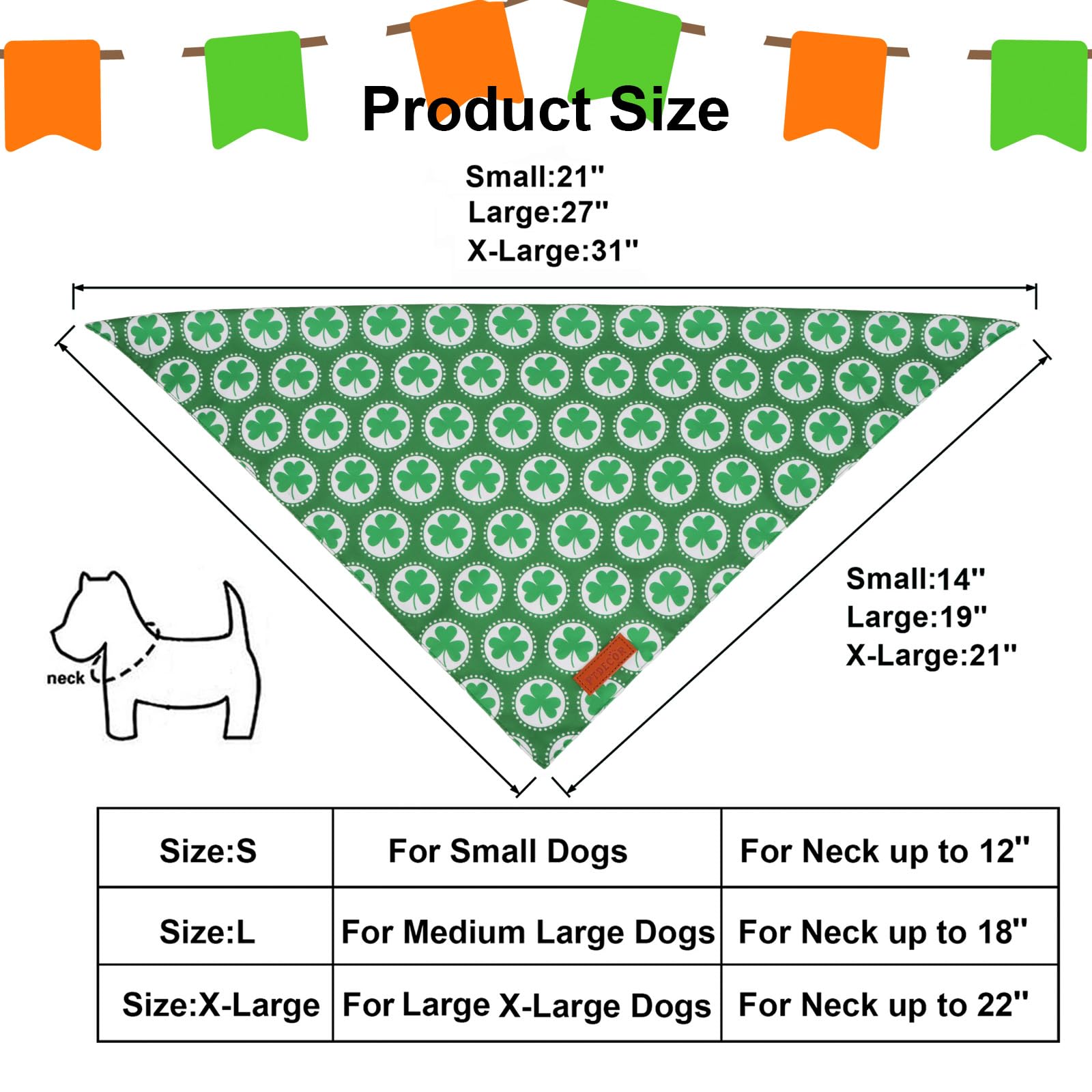 Ptdecor St.Patrick'S Day Dog Bandana,Green Shamrock Reversible Holiday Dog Scarf, Multi Size, Triangle Irish Bandanas For Medium