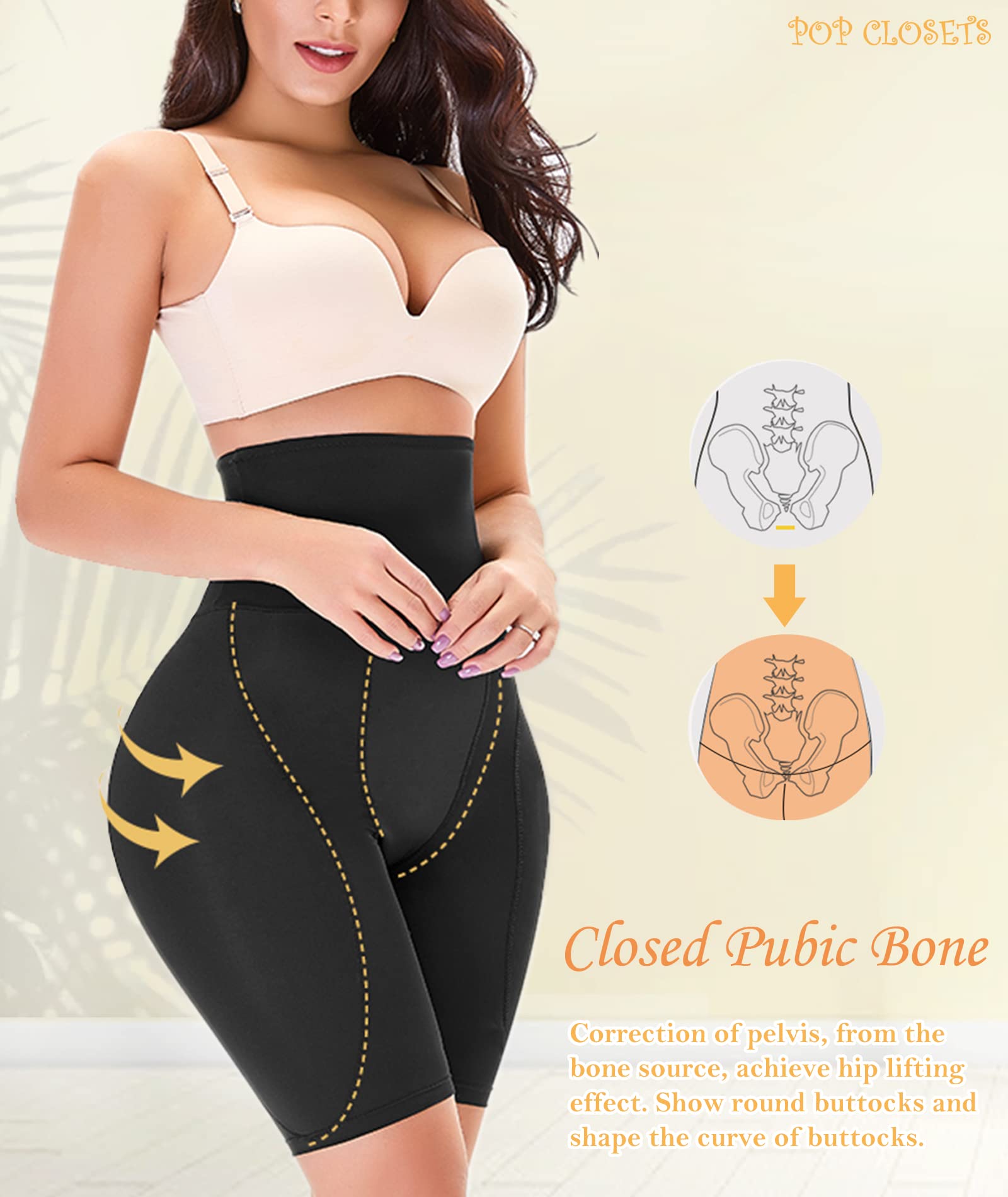Pop Closets Women Shapewear Butt Lifter Body Shaper Panties High Waist Hip Padded Enhancer Booty Lifter Tummy Control Panty Blac