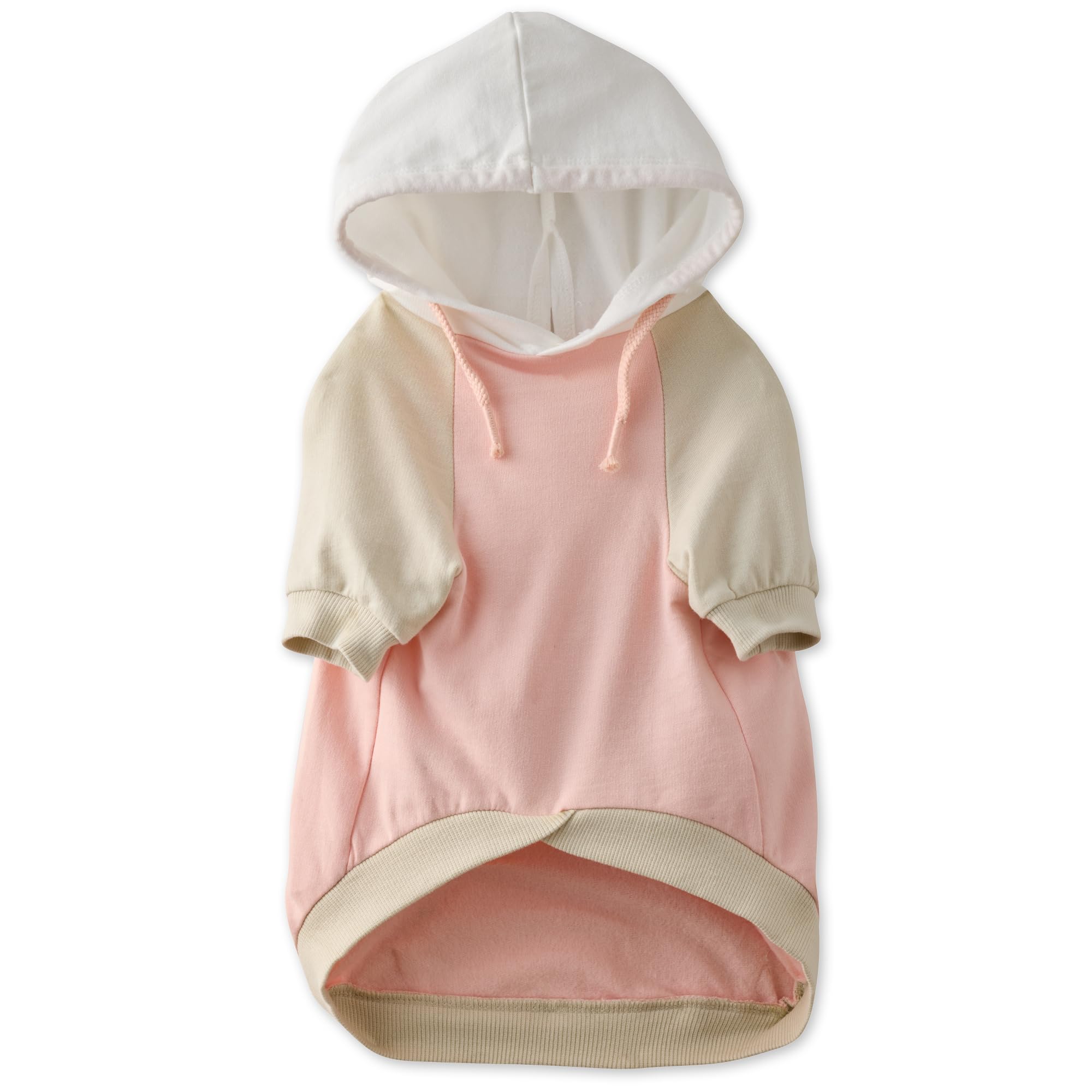 Pet Passion 100% Organic Cotton Dog Hoodie Pet Coat for Small, Medium and Large Dogs, Color Block - Pink, XX-Small