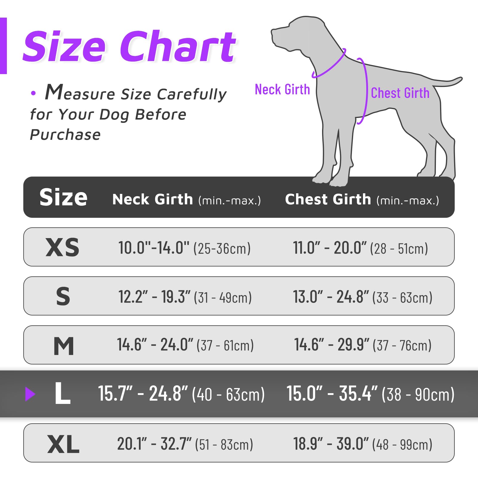 Eagloo Dog Harness For Large Dogs, No Pull Service Vest With Reflective Strips And Control Handle, Adjustable And Comfortable For Easy Walking, No Choke Pet Harness With 2 Metal Rings, Purple, L