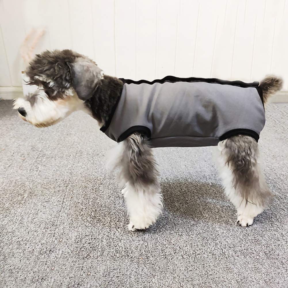 Dogs Recovery Suit Post Surgery Shirt For Puppy, Wound Protective Clothes For Little Animals(Grey-Xs)