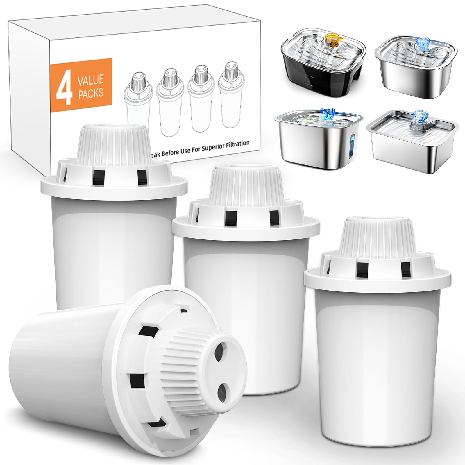 Dog Water Fountain Filter Replacement For Petnf Stainless Steel Pet Fountain Replacement Filters For D2223,D2341,D2322,D2340 Mod