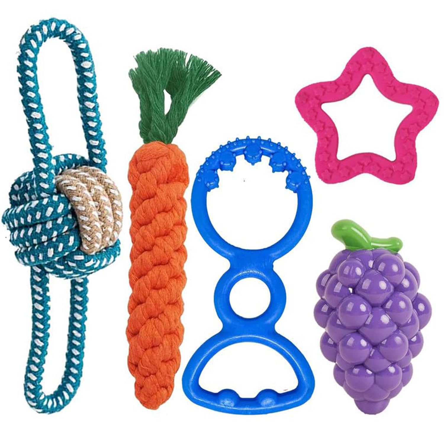 Pawise Dog Toys Combo Dog Rubber Chew Toys, Rope Toys, Squeaky Toys, Dog Cotton Rope Toys For Small And Medium Dogs, Puppy Dog I