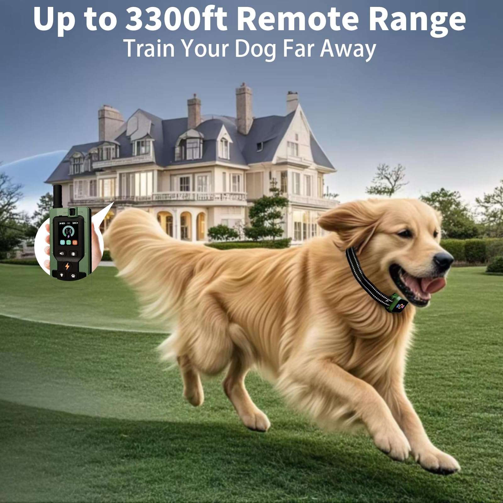 Dog Shock Collar With Remote Control - Upgraded 5 Training Modes With Step Counting & Light Dog Training Collar 3300Ft Ip67 Wate