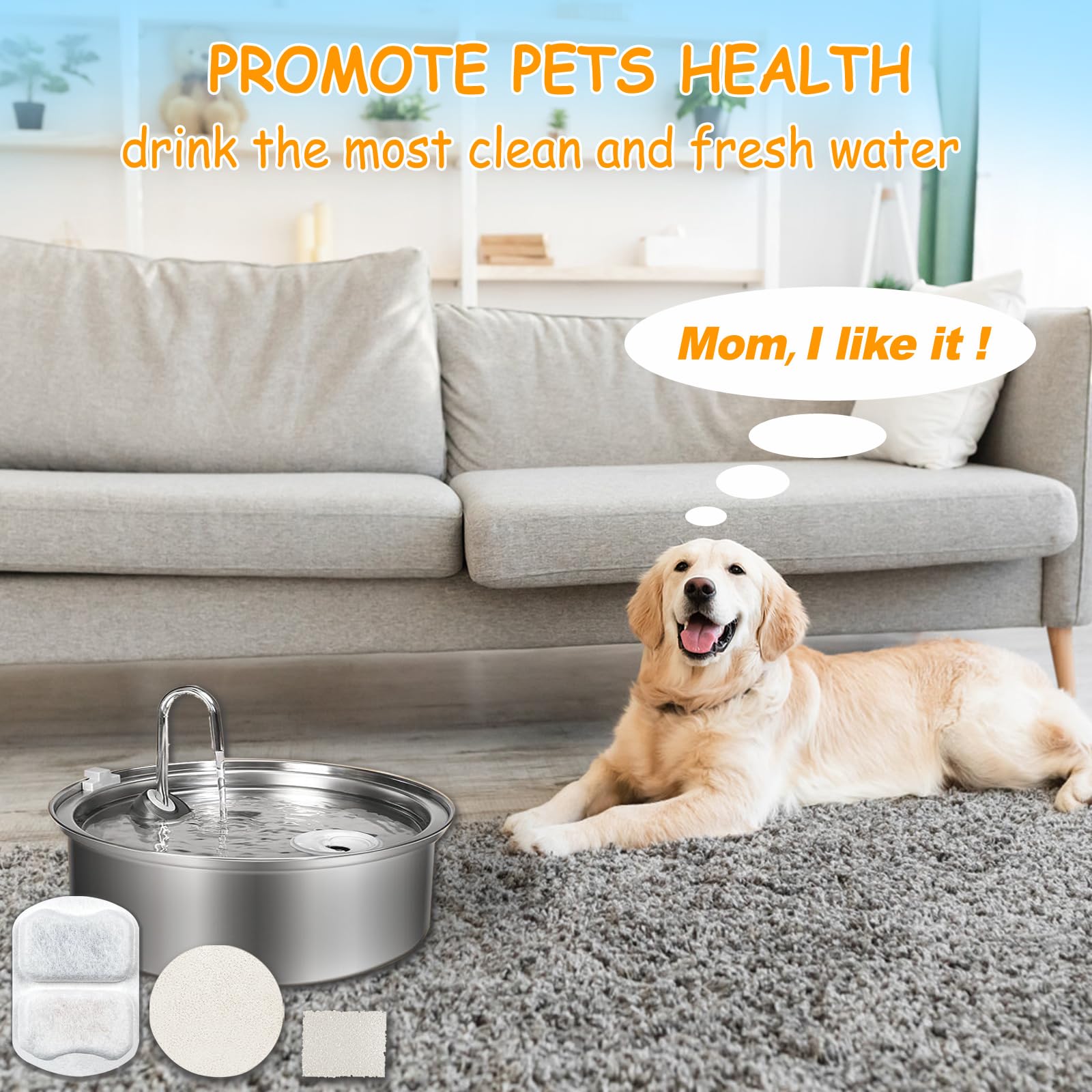 12 Sets Pet Water Fountain Filter Replacement Compatible with Oneisall 7L/230oz Stainless Steel Dog Dispenser - Filtered Dog Wat