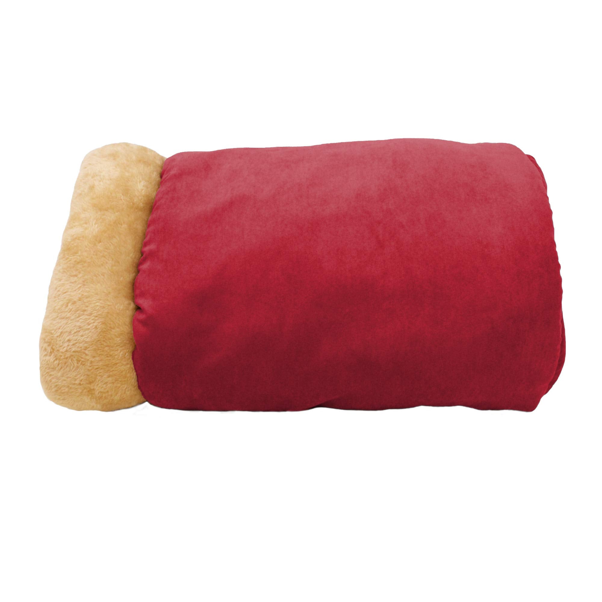 Goopaws 4 In 1 Self Warming Burrow Cat Bed, Pet Hideway Sleeping Cuddle Cave (Burgundy)