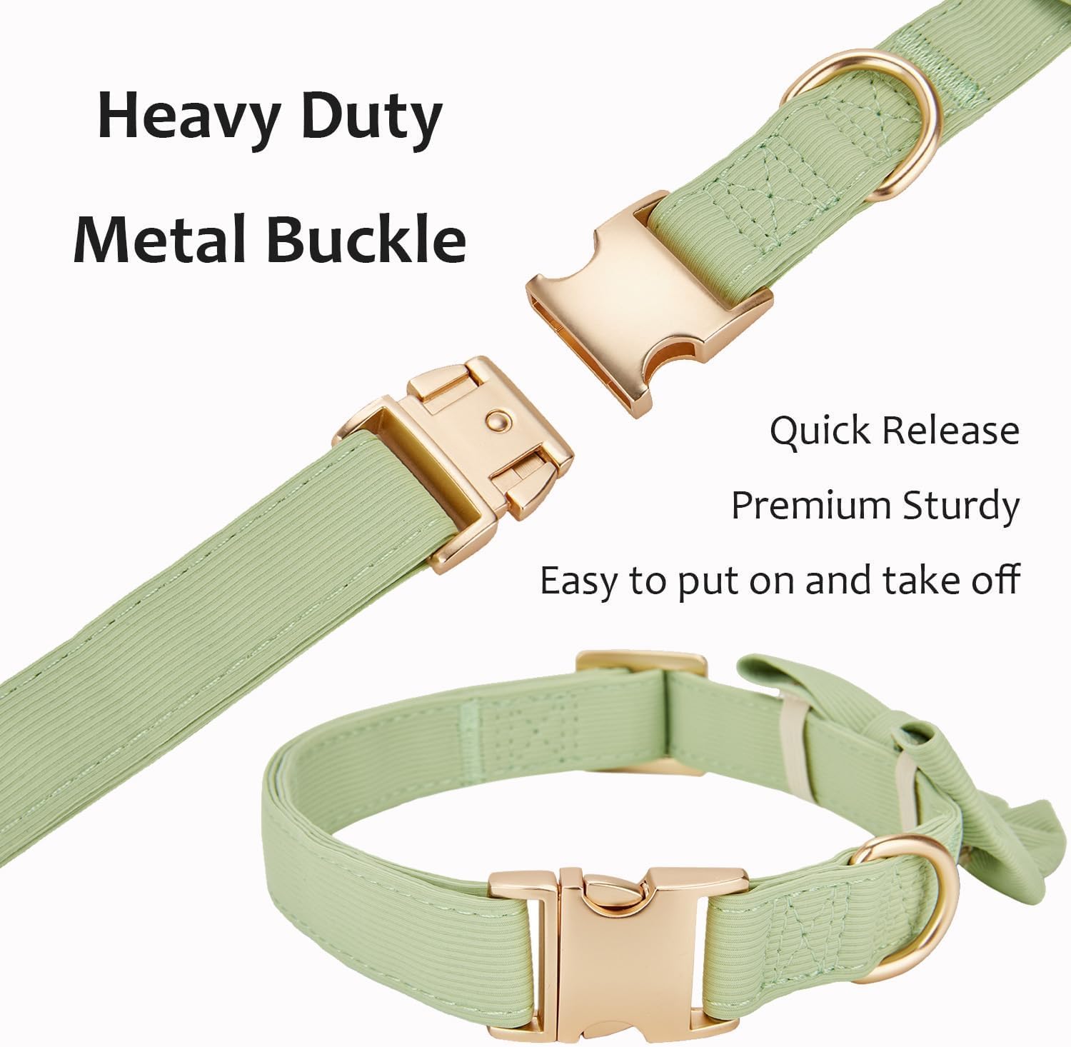 Ewinoom Bowtie Dog Collar Adjustable Soft Collars With Detachable Bow Tie And Metal Buckle For Small Medium Large Dogs,Green,Sma