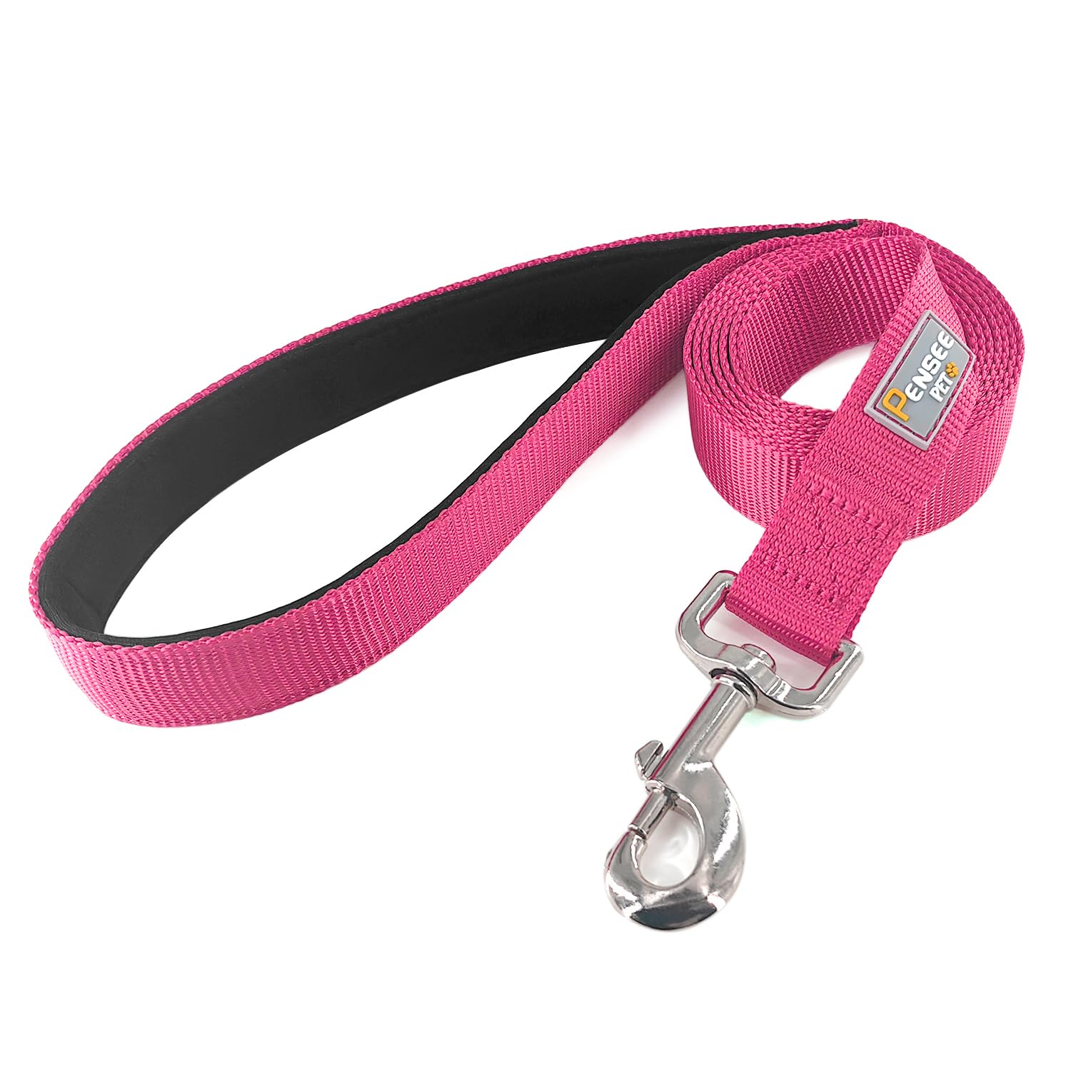 Penseepet Basic Dog Leashes 6 Ft Padded Handle Nylon Dogs Leashes For Large Dogs Hot Pink