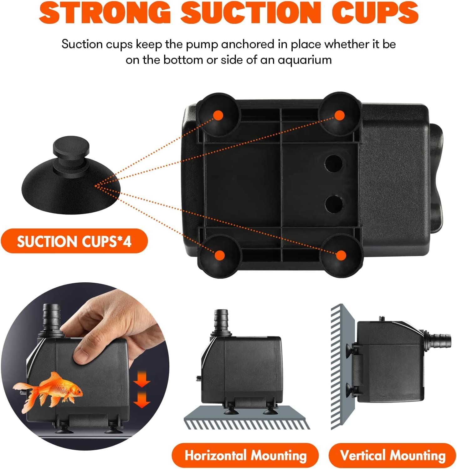 Simple Deluxe 550GPH Submersible Pump (2082L/H, 45W) with 9.2ft High Lift, Fountain Pump with 3 Nozzles for Fish Tank, Pond, Aqu