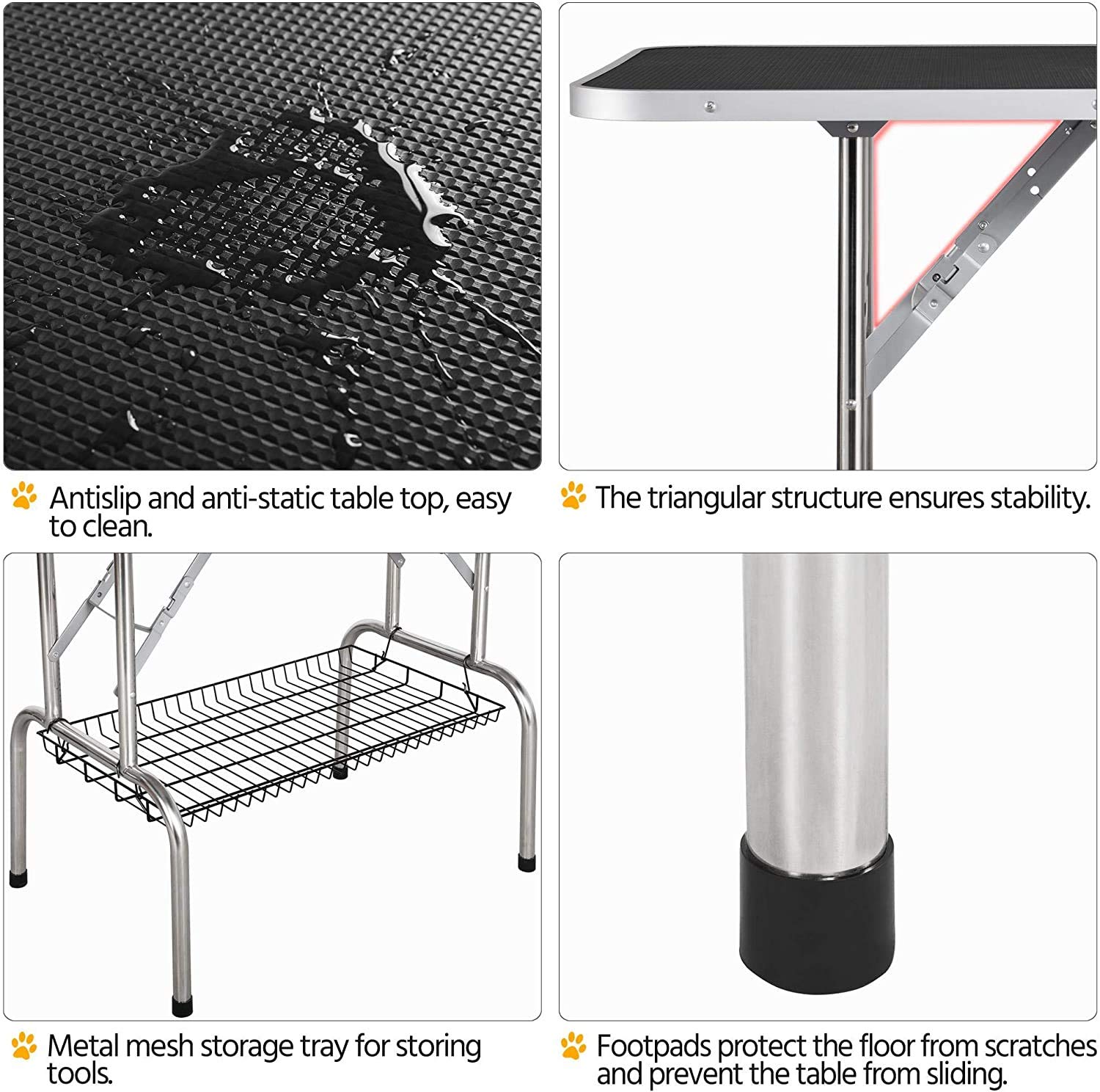 Trodep 46' Dog Grooming Table Foldable Pet Grooming Tables With Adjustable Arm Noose Storage Mesh Tray Maximum Capacity Up To 3