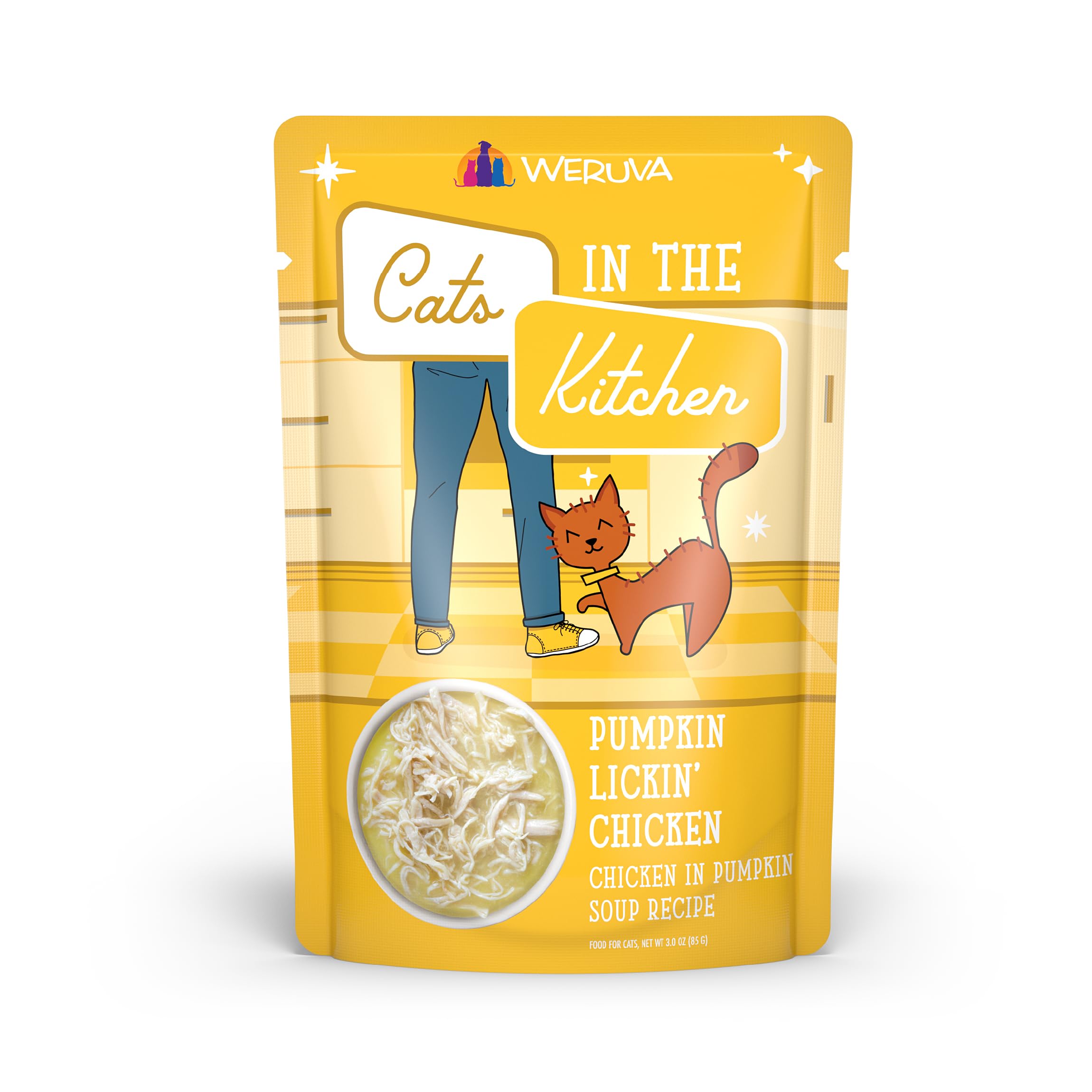 Weruva Cats in The Kitchen, Pumpkin Lickin Chicken with Chicken Breast in Pumpkin Soup Cat Food, 3oz Pouch (Pack of 12)