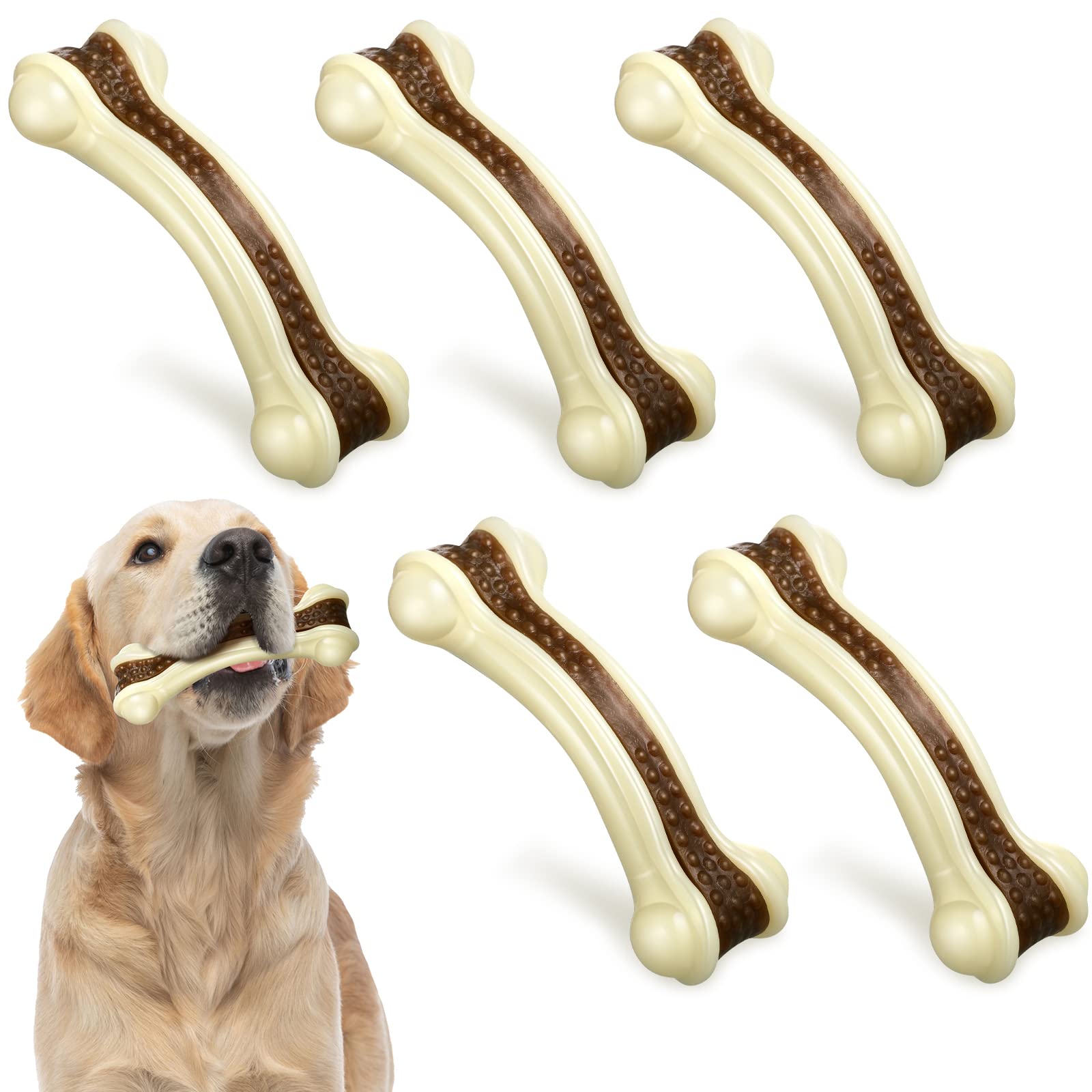 Sosation Dog Toys For Aggressive Chewers Indestructible Nylon Dog Bones Beef Flavor Teething Chew Toys Bones For Large Puppies(X