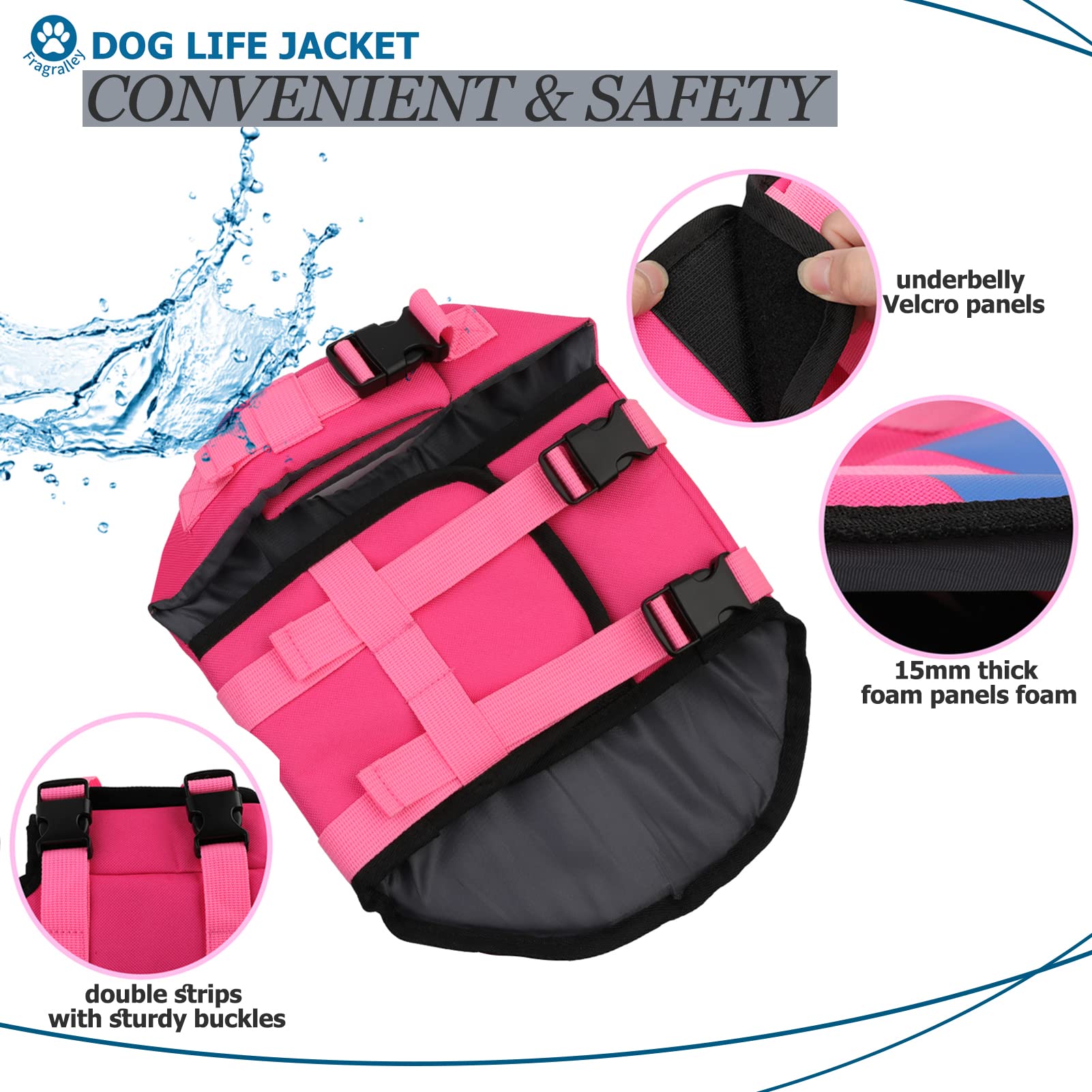 Fragralley Dog Life Jacket Shark, Dog Life Vest Adjustable Ripstop, Dog Swimming Safety Vest With Superior Buoyancy & Rescue Handle For Small Medium Large Dogs, Swim, Pool, Beach, Boating