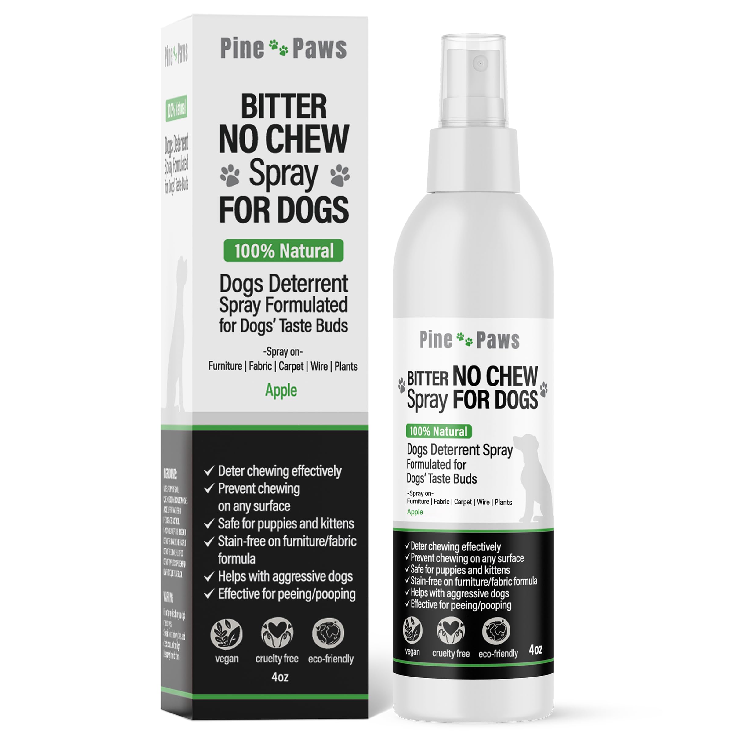 Bitter Apple No Chew Spray For Dogs - 100% Natural Dog Deterrent Spray For Hot Spots And Home - Deter Chewing On Any Surface - S