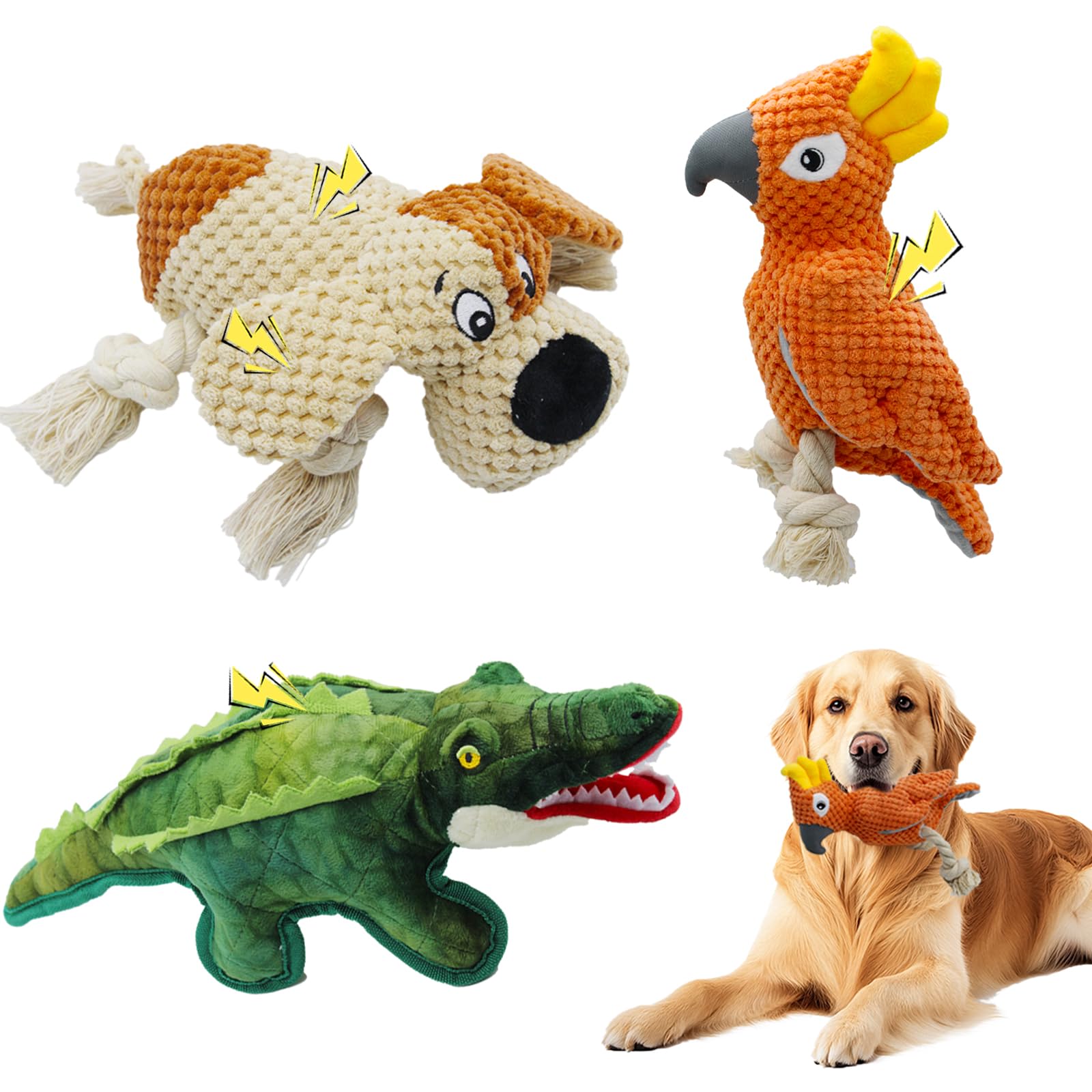 Yzhduxiu 3 Pcs Dog Squeaky Toys, Squeaky Stuffed Toy For Dog, Puppy Chew Toys To Keep Them Busy Interactive Puppy Toys With Sque