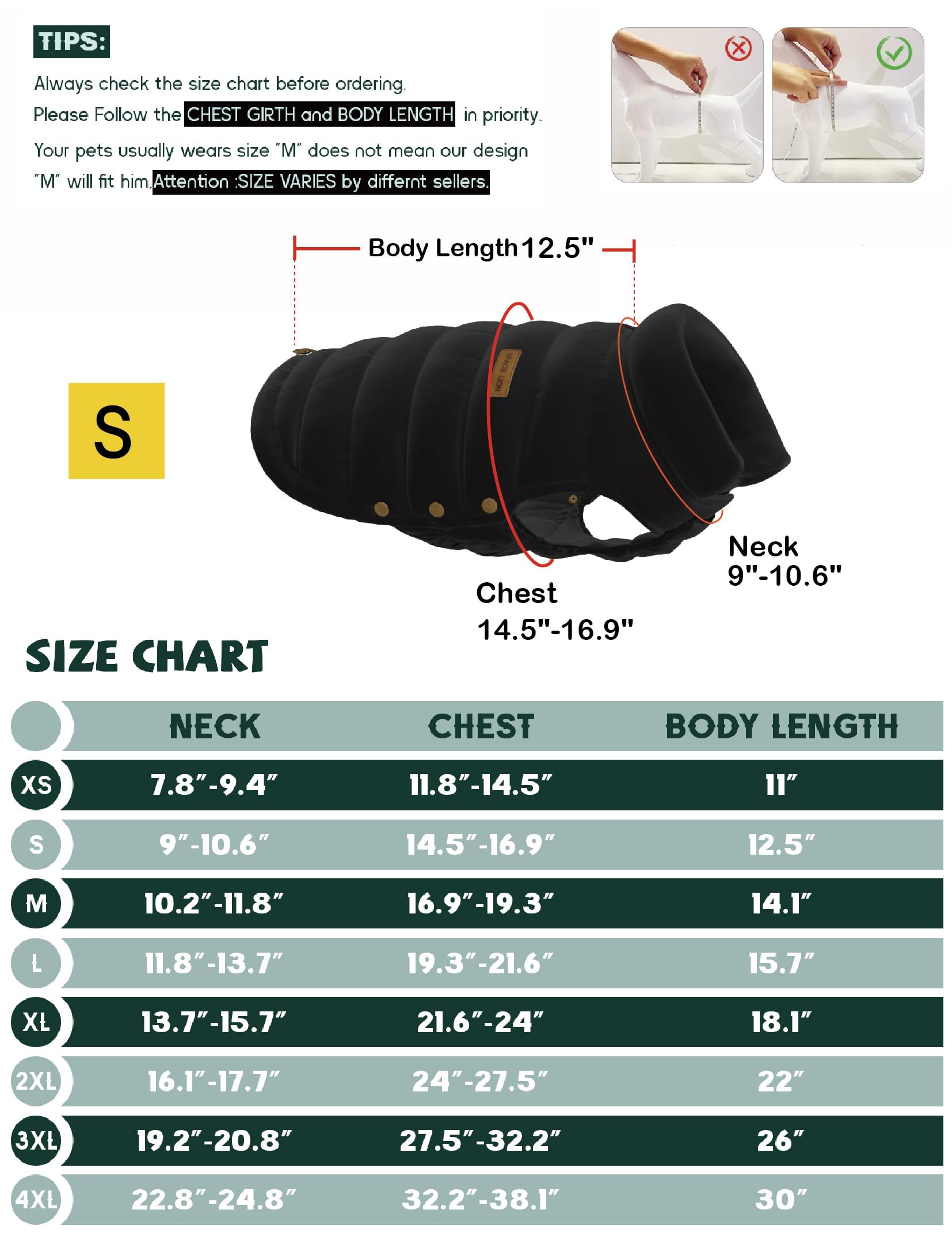 Space Lion Puffer Jacket, Down Winter Coat, Waterproof, Windproof, Lightweight Dog Jacket, Adjustable Fit Coat For Small Dogs(Re