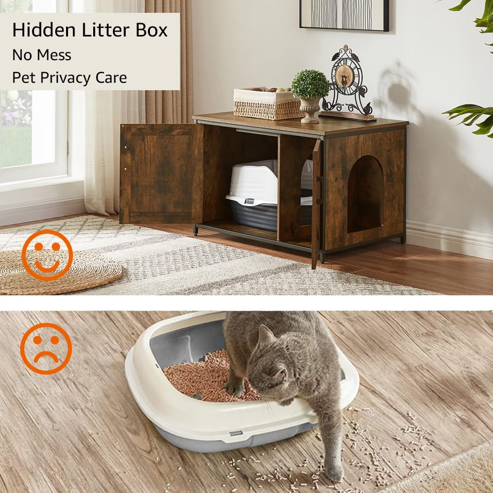 Unipaws Top Opening Cat Litter Box Enclosure, Friendly To Elderly People, Waist Or Keen Problem People, Xl Extra Large Cat Box Furniture, High Jumbo Automatic Litter Box Cover Hidden For Large Cat