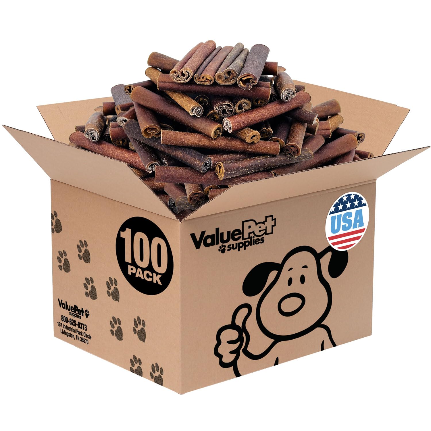ValueBull USA Collagen Sticks for Dogs, 6 Inch Super Jumbo Chews, Natural Long-Lasting Dog Treats, 100 Count Bulk Pack - Promote