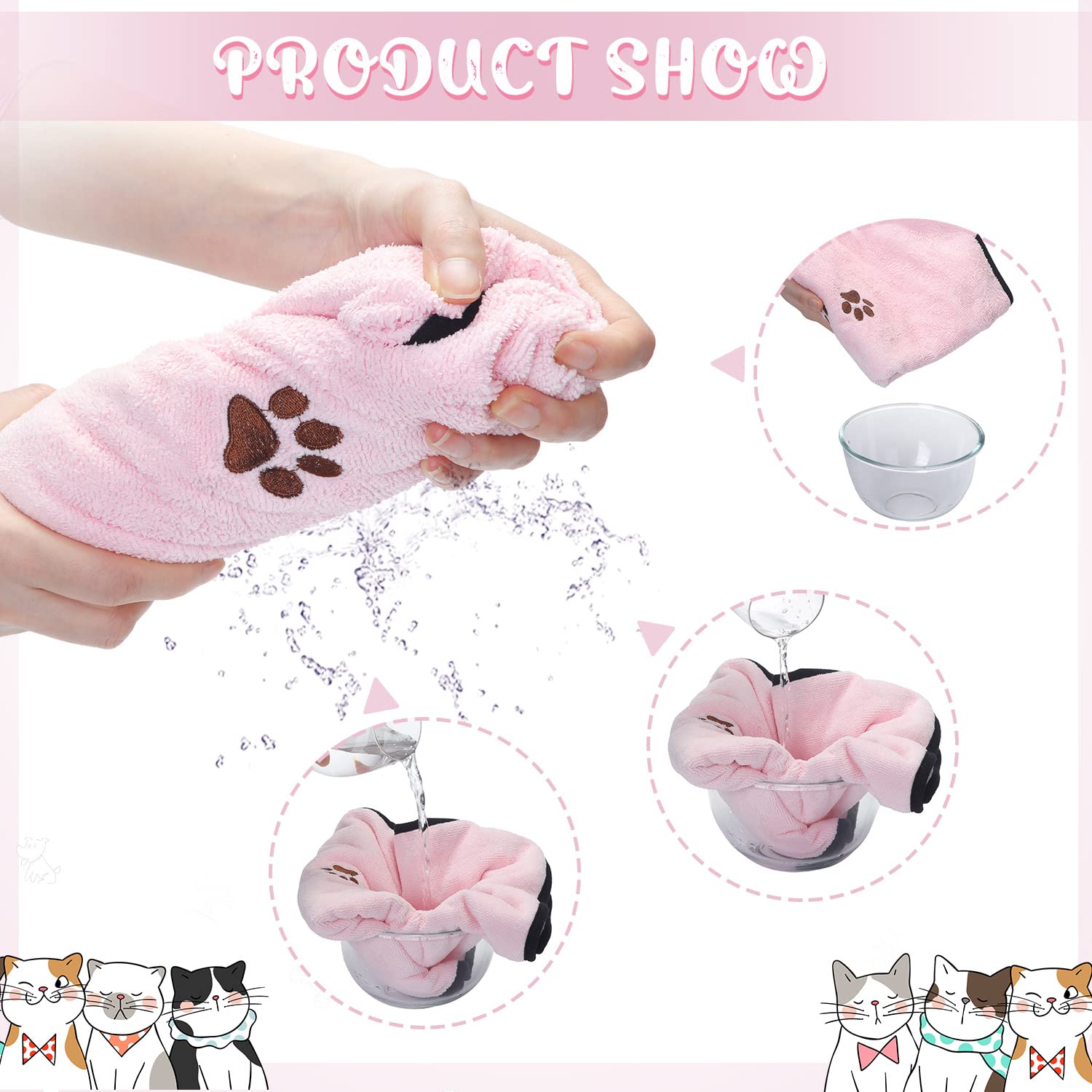 4 Pack Dog Towels For Drying Dogs Microfiber Dog Towel Soft Absorbent Pet Bath Towel Dog Drying Grooming Towel With Embroidered Paw For Pet Dogs Cats Bathing And Grooming (Pink, 35 X 20 Inch)