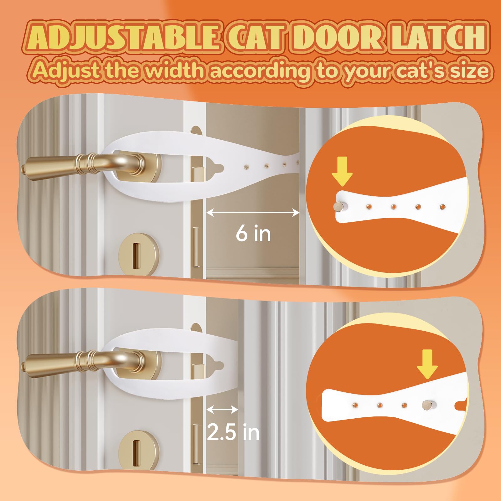TGIOW Cat Door Latch, 4 Pcs Cat Door Stopper Pet Door Latch to Keep Dog Out of Litter Box and Food, Door Prop for Cat with 5 Adj