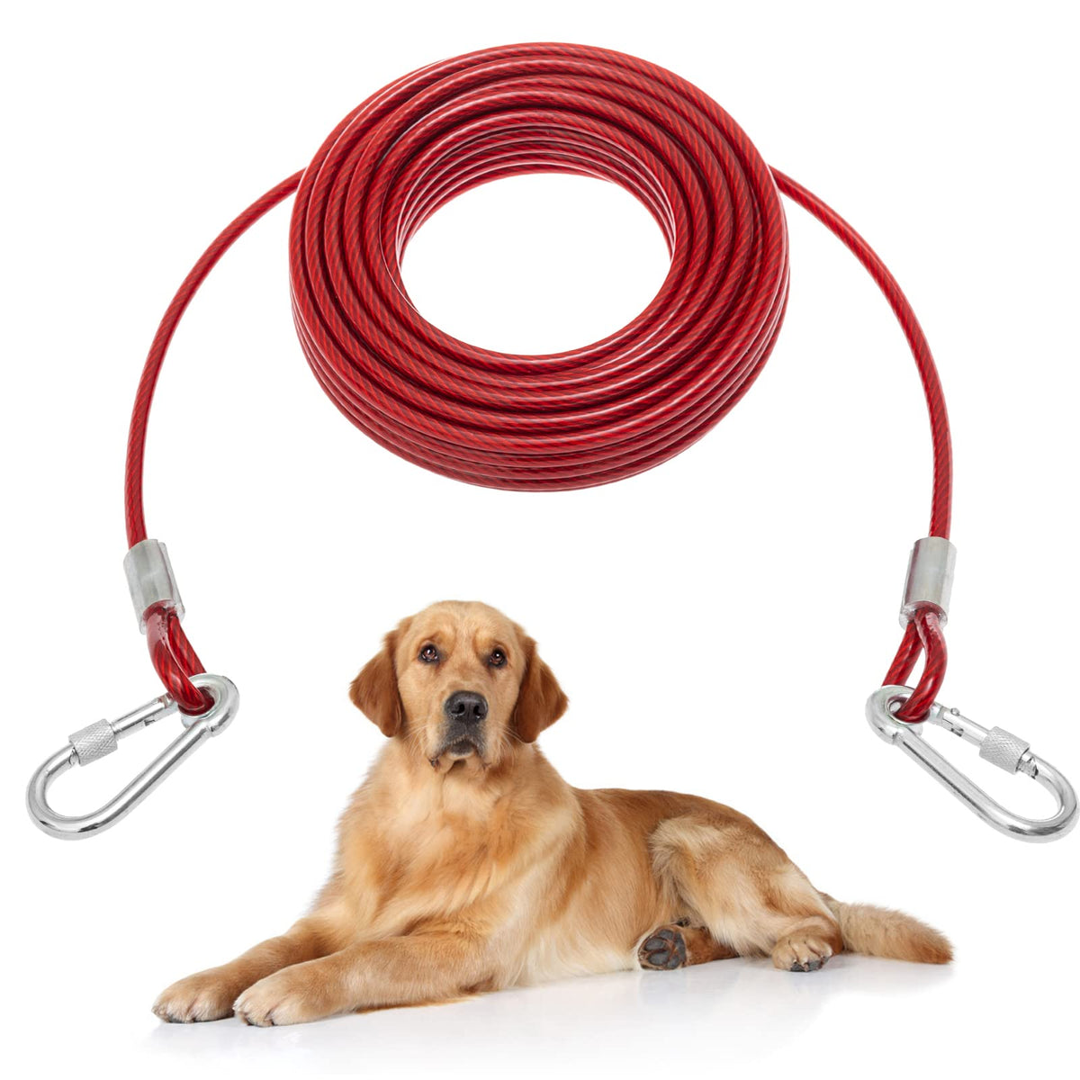 Kooltail Dog Tie Out Cable 50 Feet - Dog Leash For Outdoor Camping Yard Training Heavy Duty Tie-Out Cable For Medium Large Dogs 