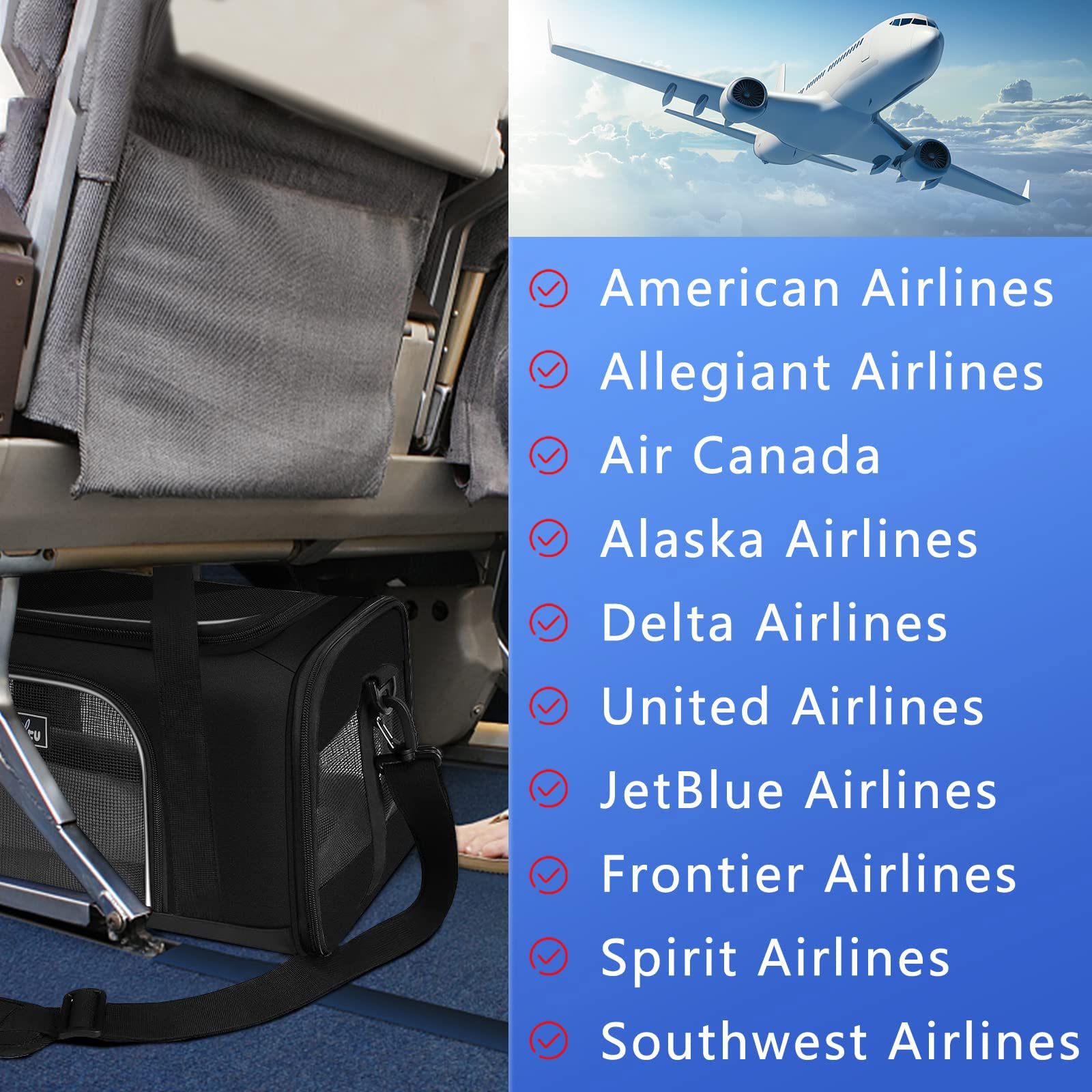 Wakytu Tsa Approved Pet Carrier For Small Medium Cats And Dogs | Dog Carrier With Adequate Ventilation | 4 Mesh Windows, 3 Entra