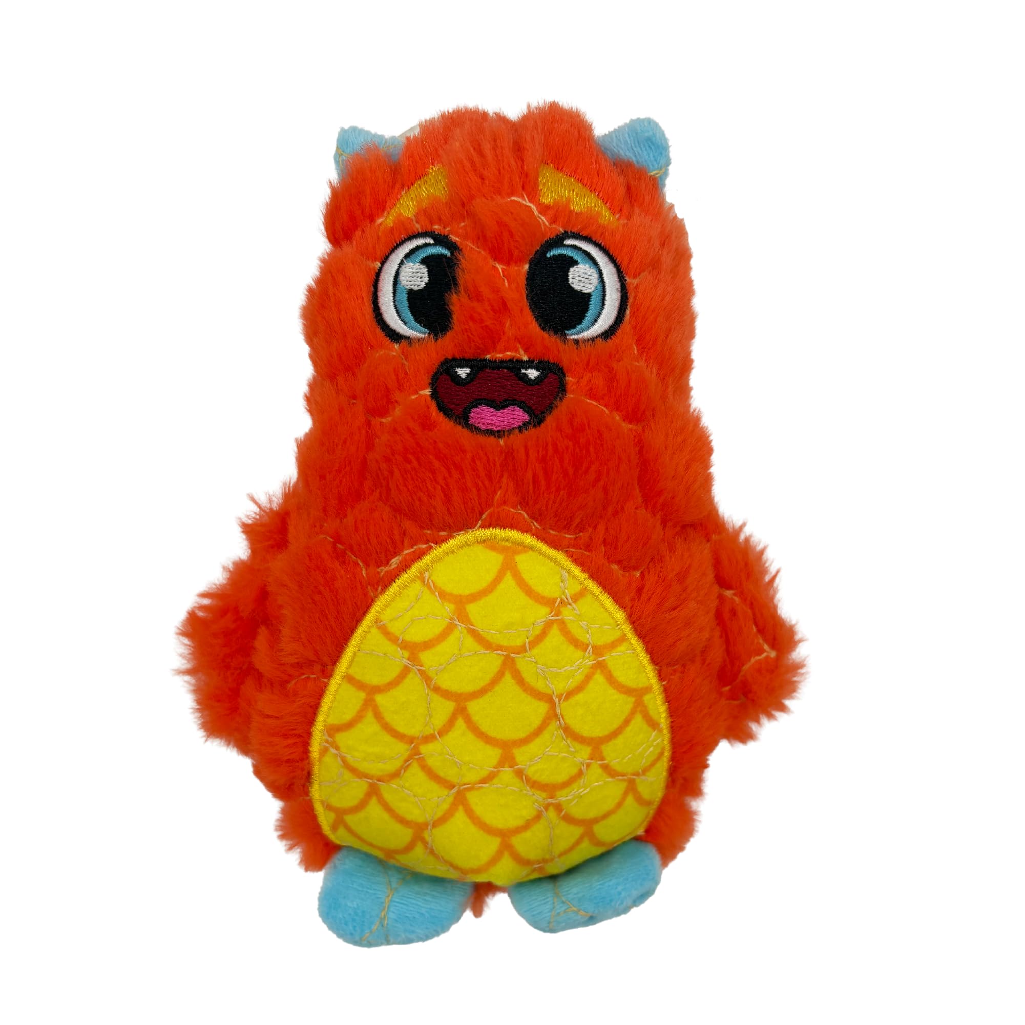Bite Force - Durable & Strong Dog Toy Orange Monster with Squeaker, Kevlar-Reinforced for Aggressive Chewers.