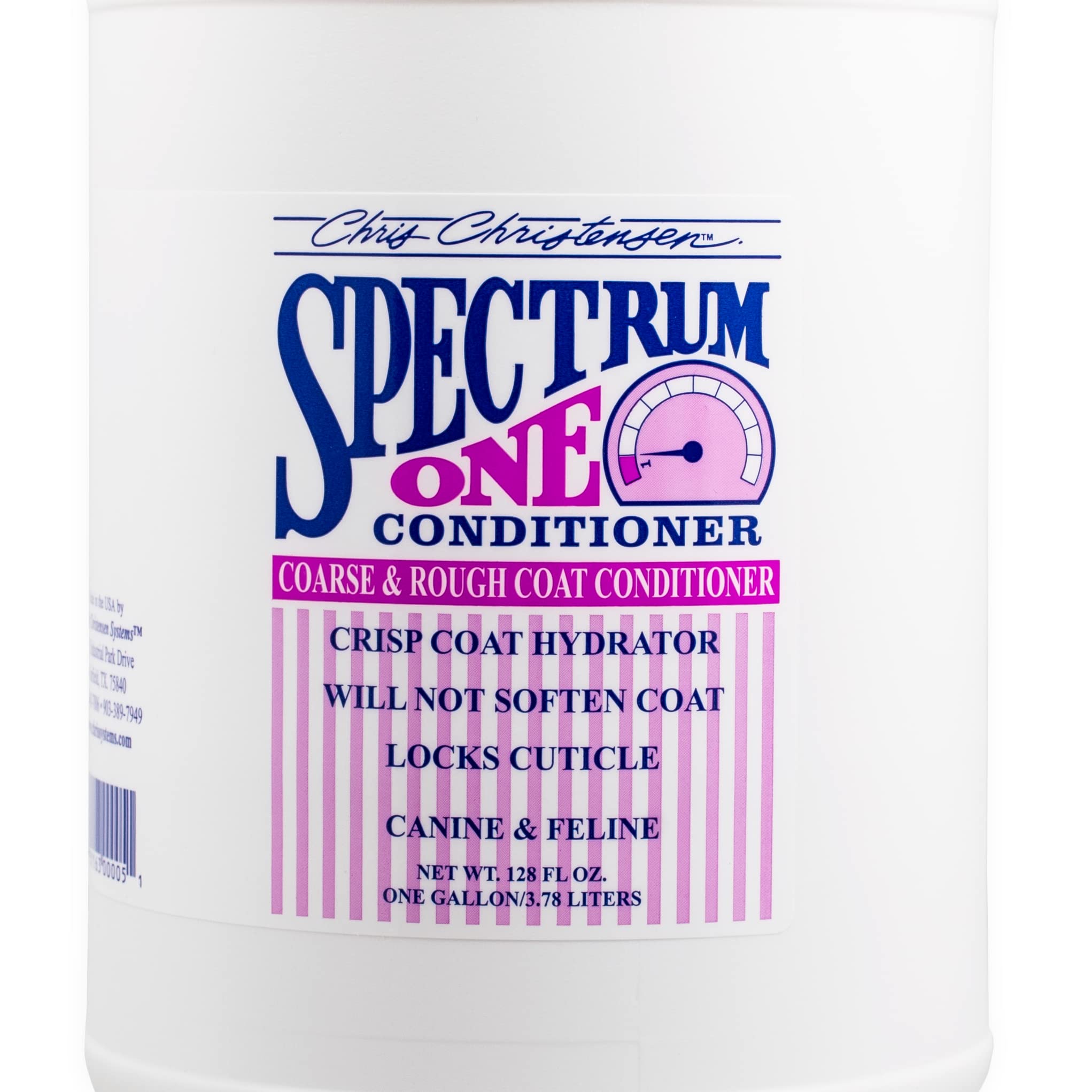 Chris Christensen Spectrum One Ultra Concentrated Dog Conditioner, Makes Up To 8 Bottles, Groom Like A Professional, Maintains Inner Cortex Hydration, Coarse And Rough Coat, Made In The Usa, 1Gal