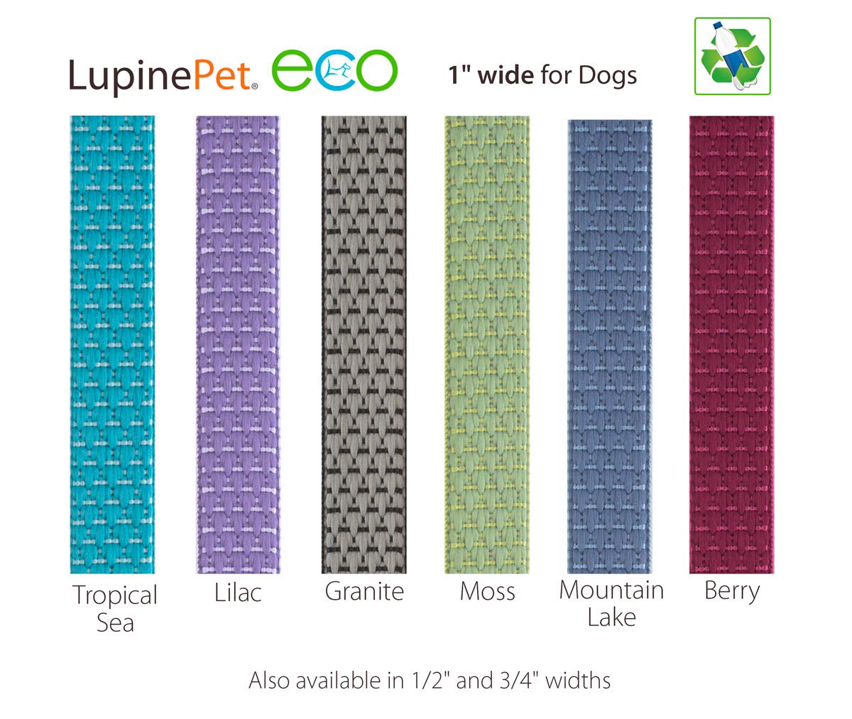 Lupinepet Eco 1'' Moss 6-Foot Padded Handle Leash For Medium And Larger Dogs