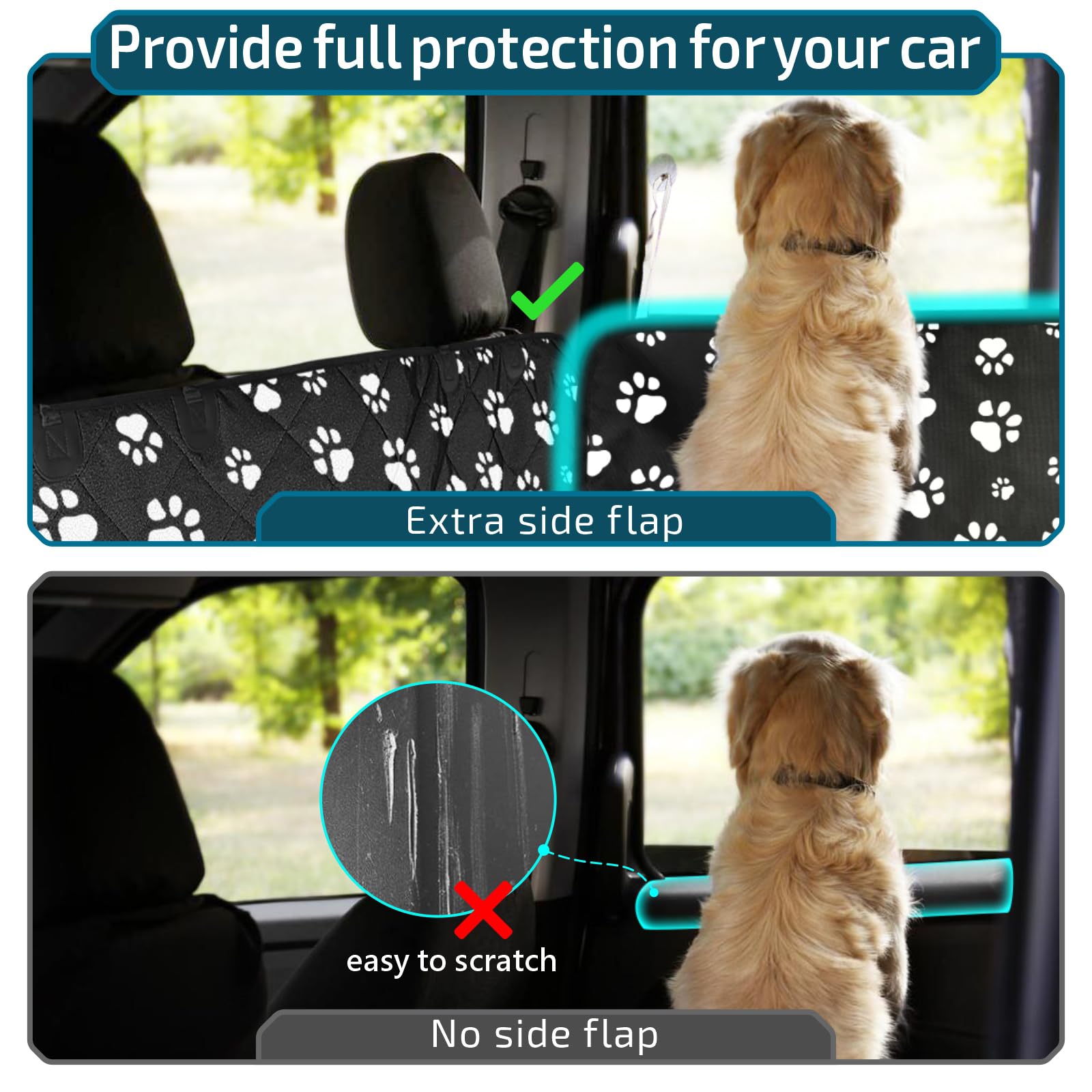 Veckle SUV Cargo Liner for Dogs, Large 54"x93", Water Resistant, Non-Slip, Dog Bone Color, Model PS07