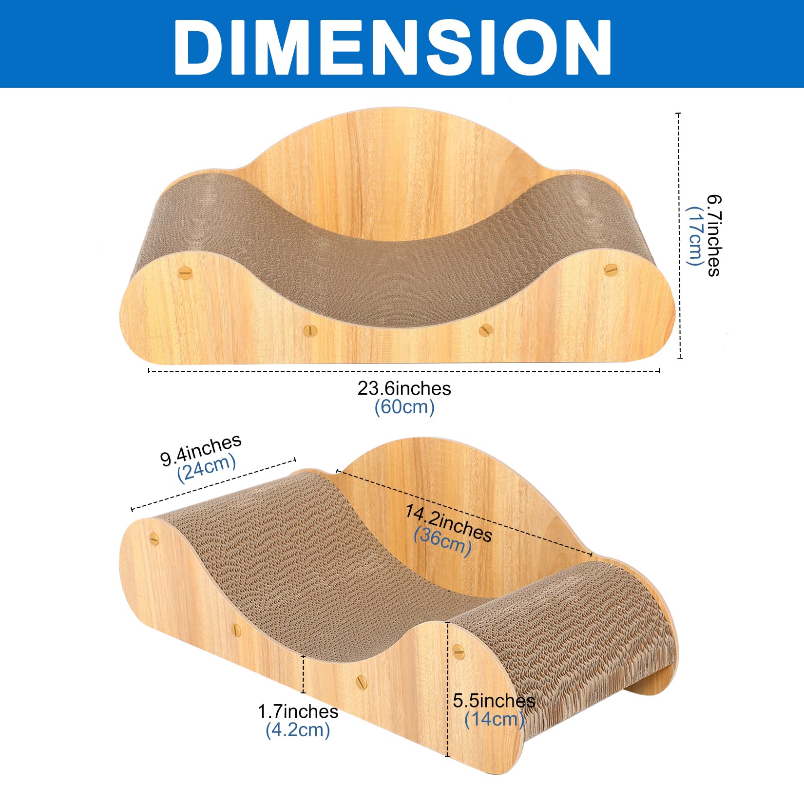 FluffyDream Cat Scratcher - Infinity Shape Cardboard Bed, Round Sofa, Wood