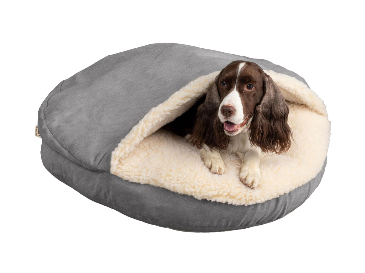 Snoozer Classic Poly-Cotton Cozy Cave Pet Bed, Large, Heather Gray