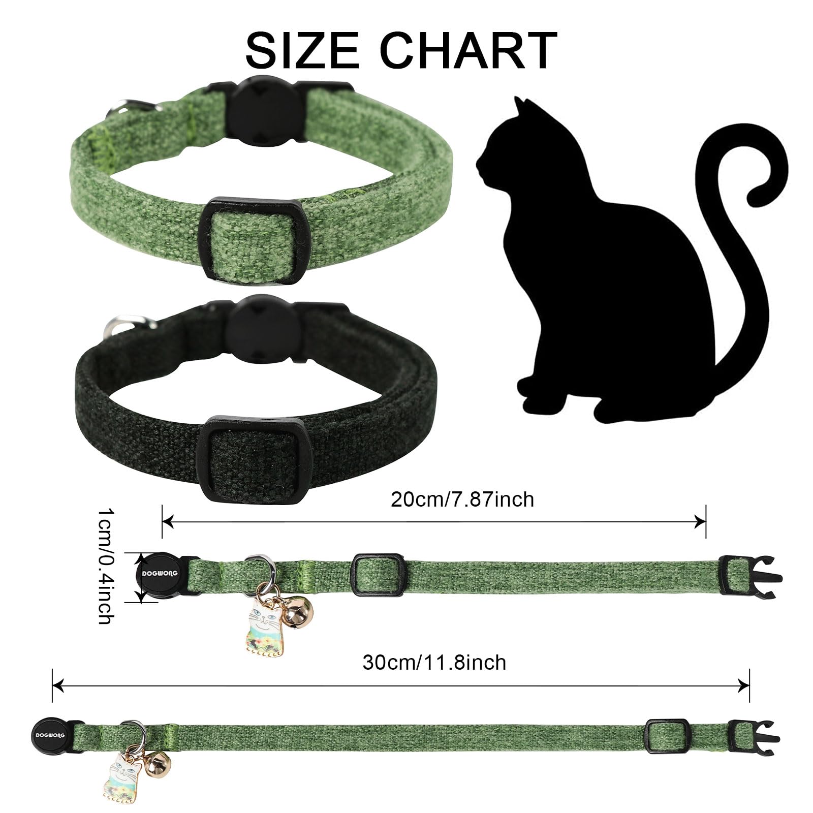 Cat Collar,2 Pack Cat Collars Breakaway With Bell, Dogwong Safety Buckle Black Cat Collar For Girl Boy Cats And Small Dogs,Adjus
