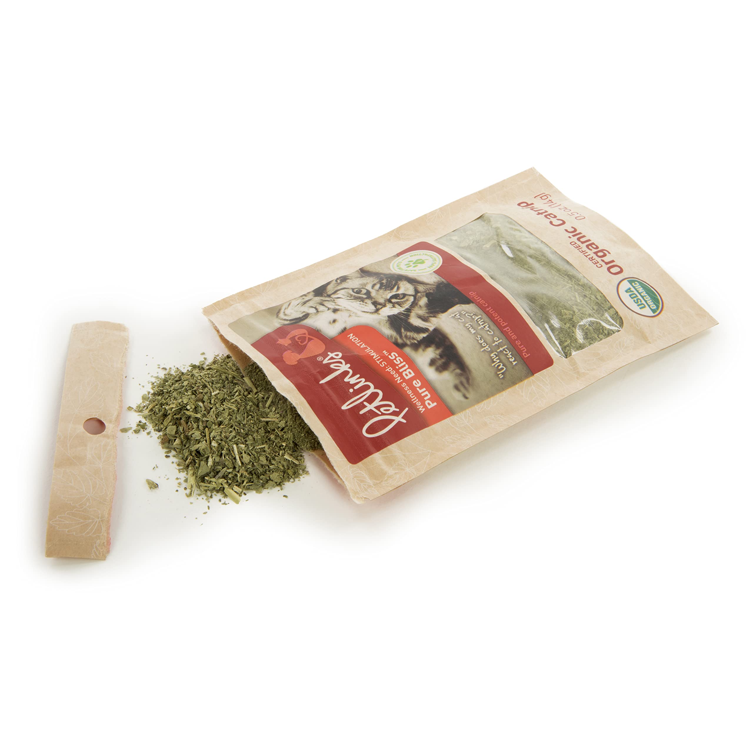 Petlinks Pure Bliss 100% Certified USDA Organic Catnip for Cats & Kittens, Pure & Potent Stimulant/Attractant, Resealable Pouch