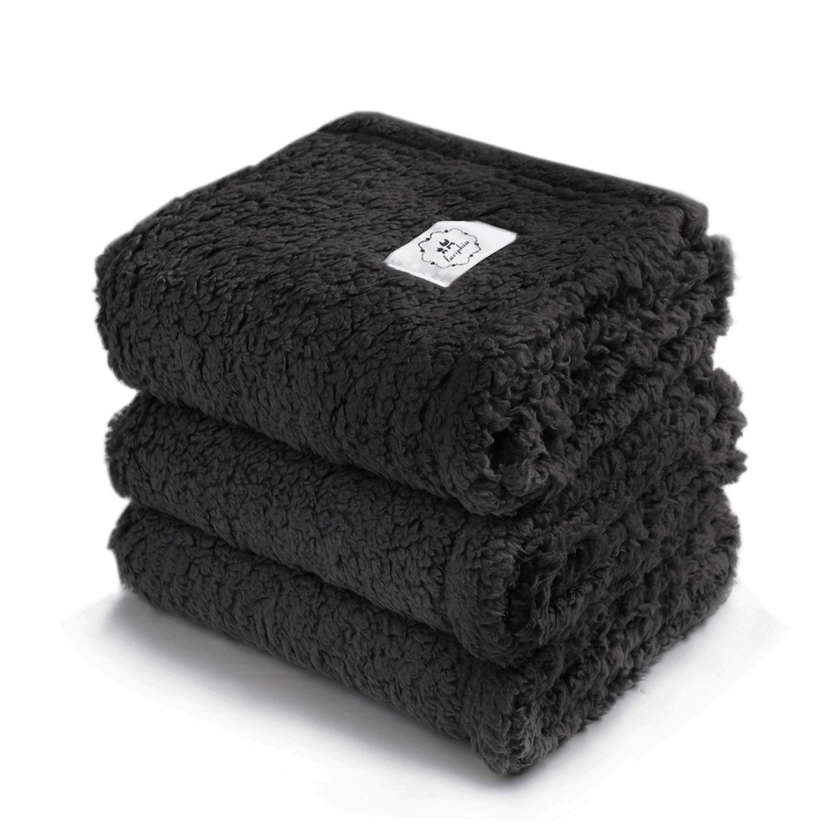 1 Pack 3 Calming Blankets Fluffy Premium Fleece Pet Blanket Soft Sherpa Throw for Dog Puppy Cat Black Large (41 x31 )