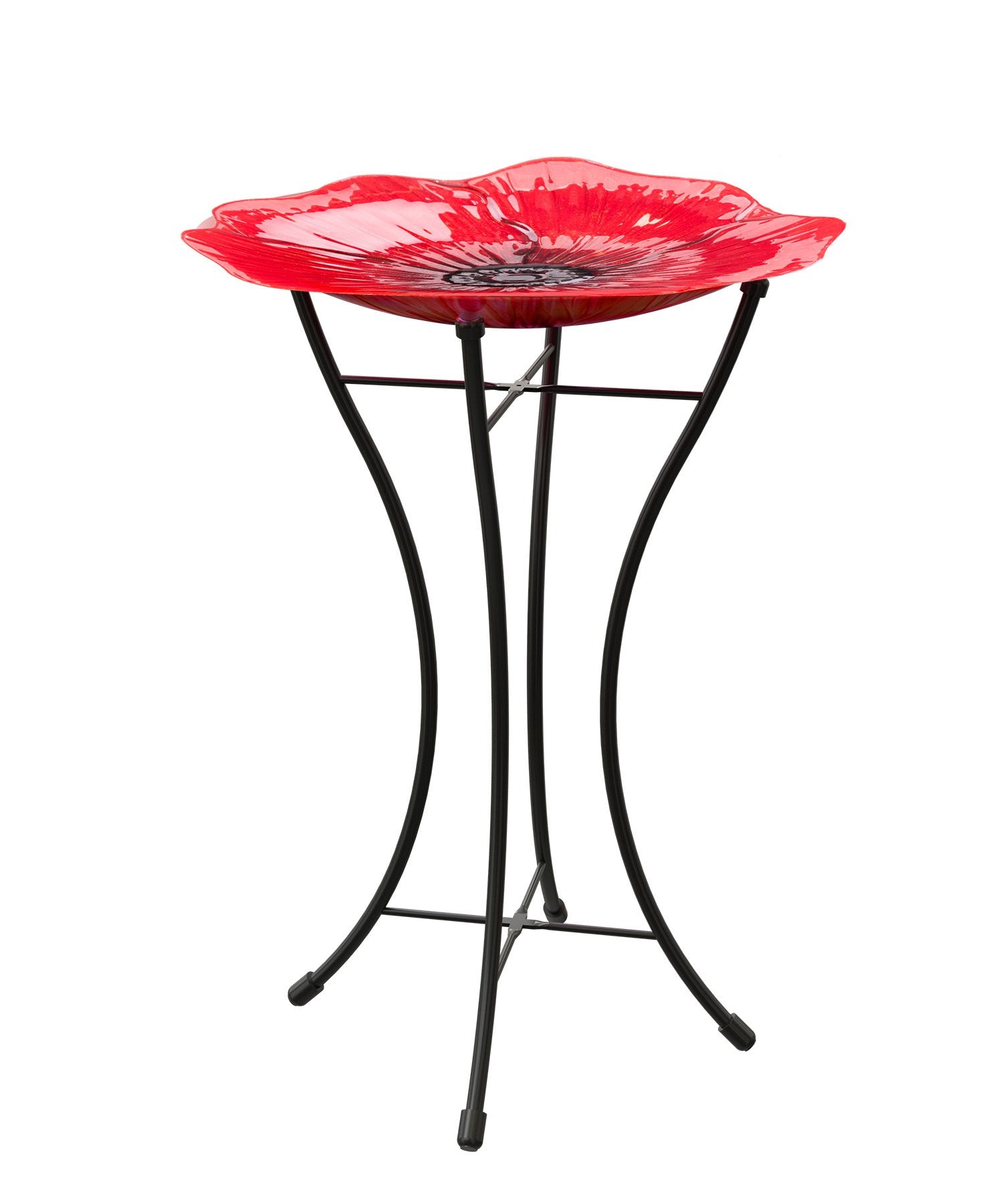 Panacea 086195 Poppy Glass Bird Bath birdbaths, 16 in. Dia, Red