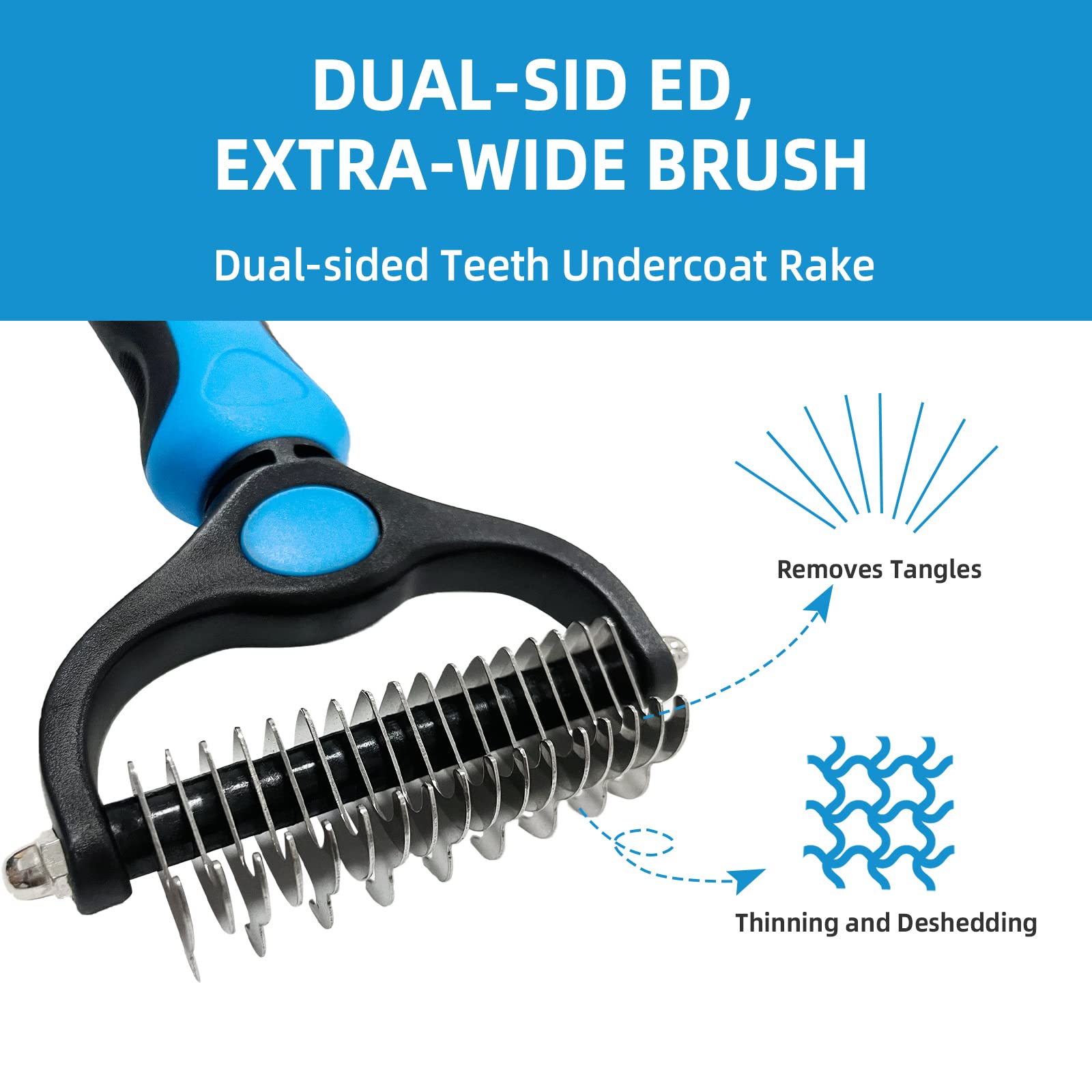 Shudyear Dog Grooming Brush And Metal Comb, Pet Grooming Brush, Cat Brush Deshedder Brush Dogs Shedding Tool For Long Matted Hai