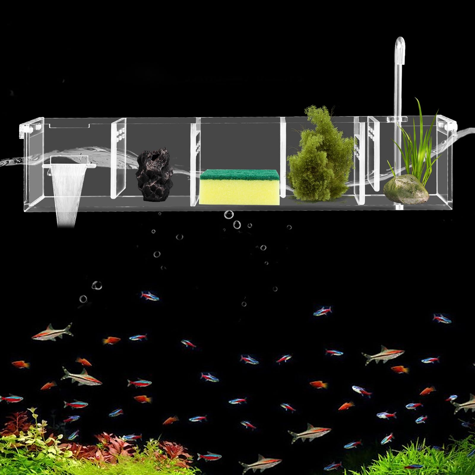 DOONARCES 5 Grids Acrylic Fish Tank Filter Box External Aquarium Water Filter Case Transparent Acrylic Hang On Filter Box Aquari