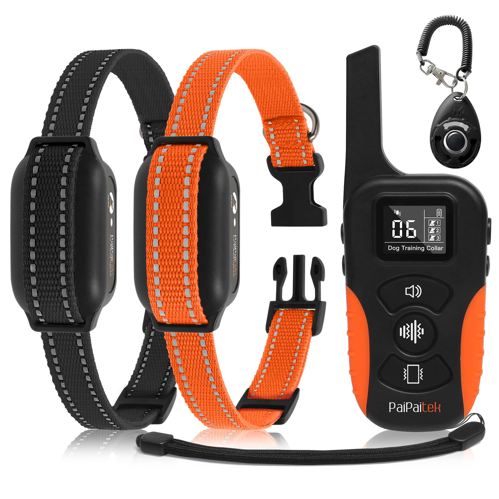 Paipaitek Dog Vibration Collar With Controller For 2 Dogs No Shock, 9 Types Of Beeps And Vibrations, 3300Ft Range & Upgraded Wat