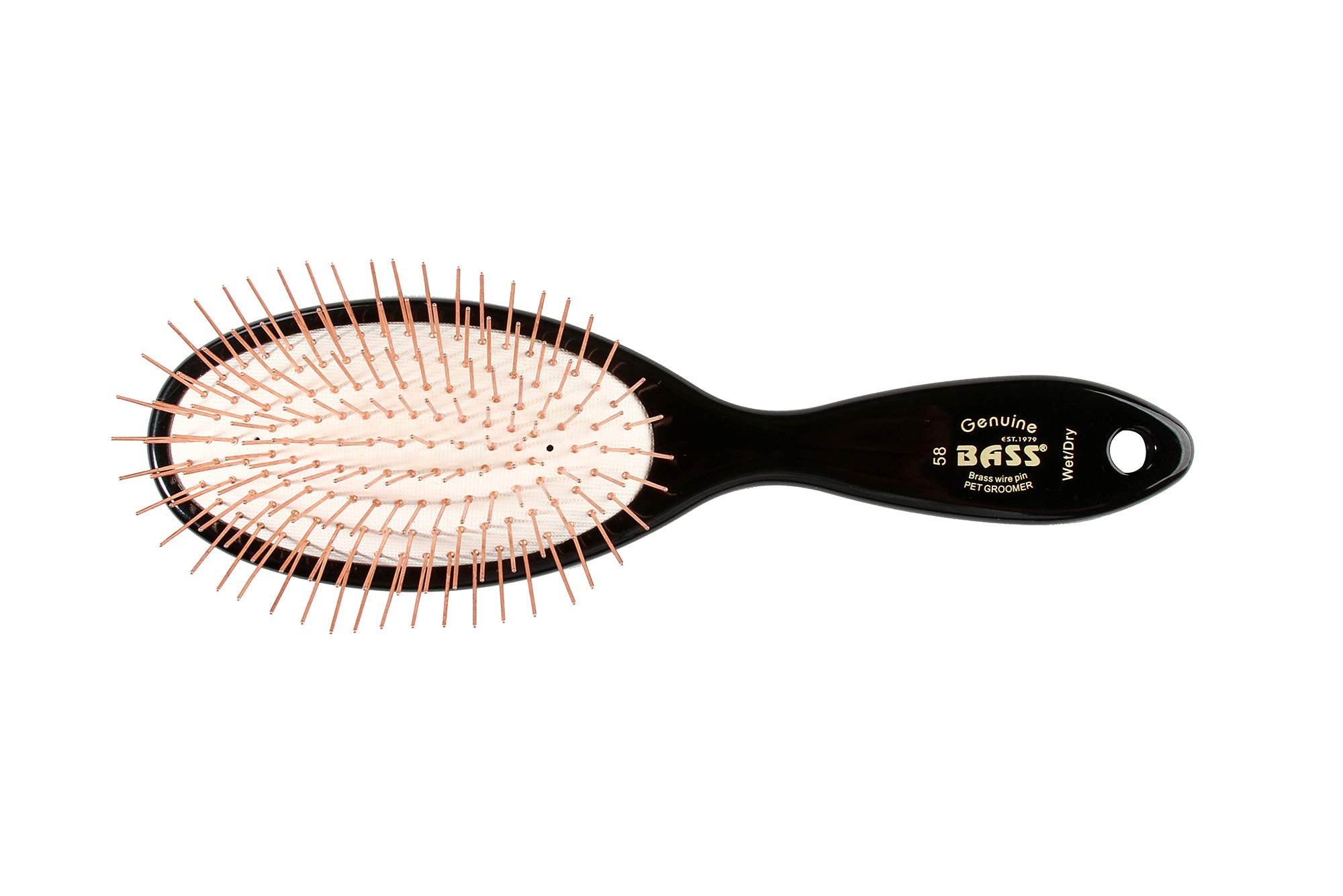 Bass Brushes Large/X-Long All Wire Brass Pin Cushion Pet Brush With Acrylic Handle