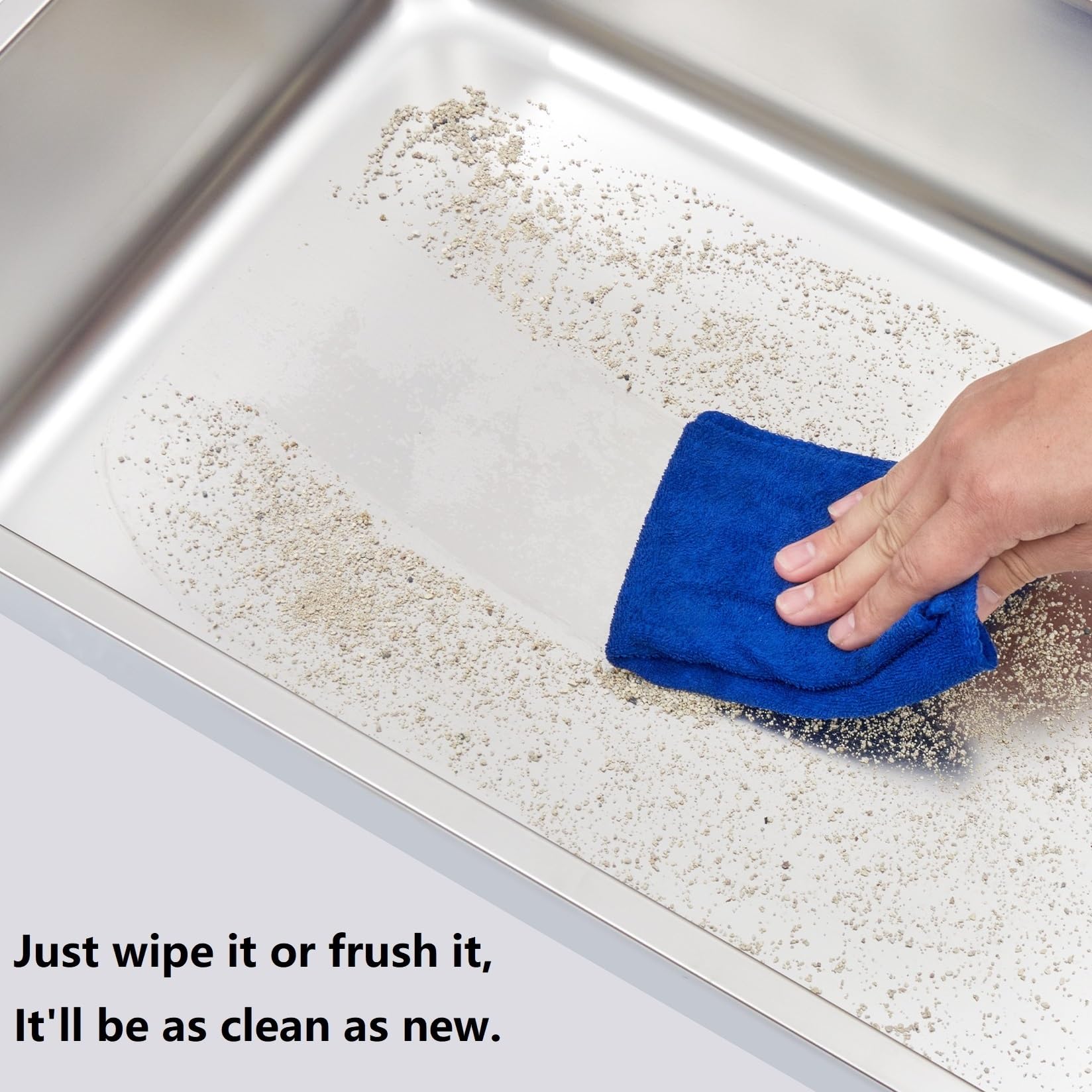 LEGOURNS Stainless Steel Litter Box - High Sided, Large, Easy Clean, Non-Stick, No Smell for Adult Cats - Medium Size 17.7x13.8x6