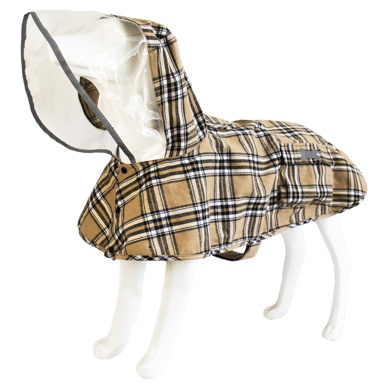 Dog Waterproof Raincoat with Poncho Hoodie, High Reflective Adjustable Yellow Pet Rain Jacket with Leash Hole for Small Medium a