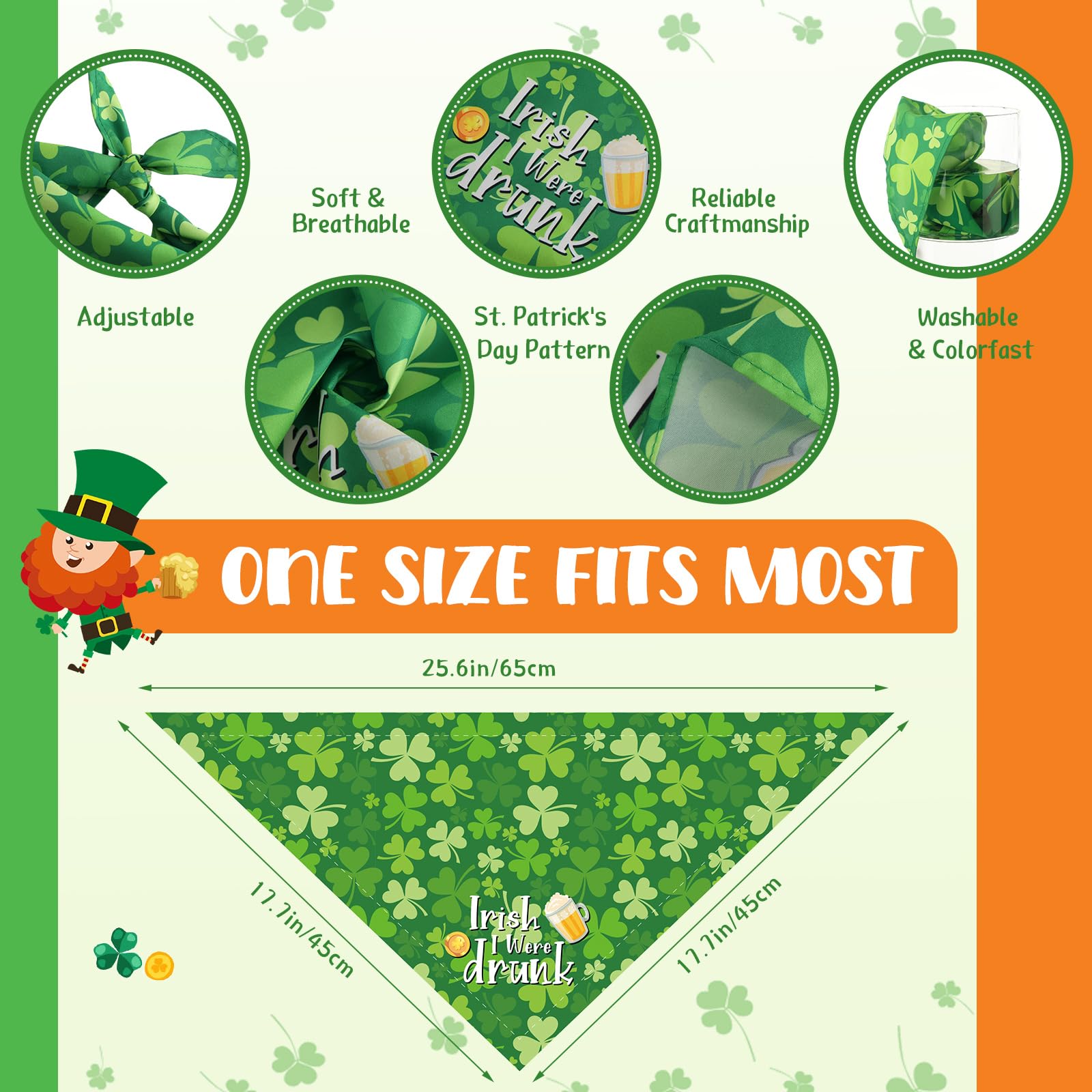 Kacctyen 100 Pcs St. Patrick'S Day Dog Pet Bandanas Bulk Puppy Scarf Bibs Seasonal Accessaries Adjustable Dog Cat Outfit Cute Wa