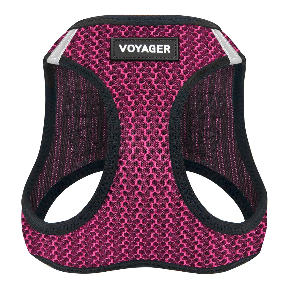 Voyager Step-In Air Dog Harness - All Weather Mesh, Reflective, No Pull Harness For Small, Medium Dogs, Cats - Secure With Hook & Loop Fastener, Buckle, Double D-Rings - Fuchsia 2-Tone, L