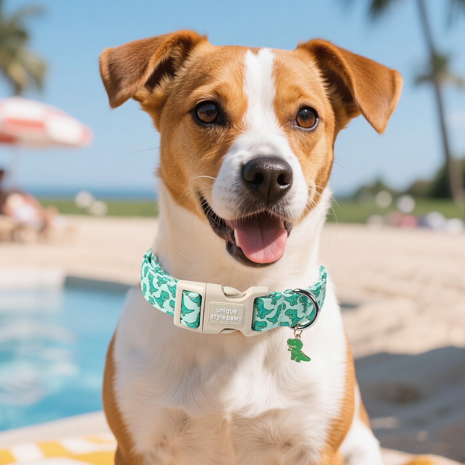 Dinosaur Dog Collar,Unique Style Paws Summer Dog Collars Comfortable Cotton Puppy Collars With Adjustable Buckle Cute Dinosaur P