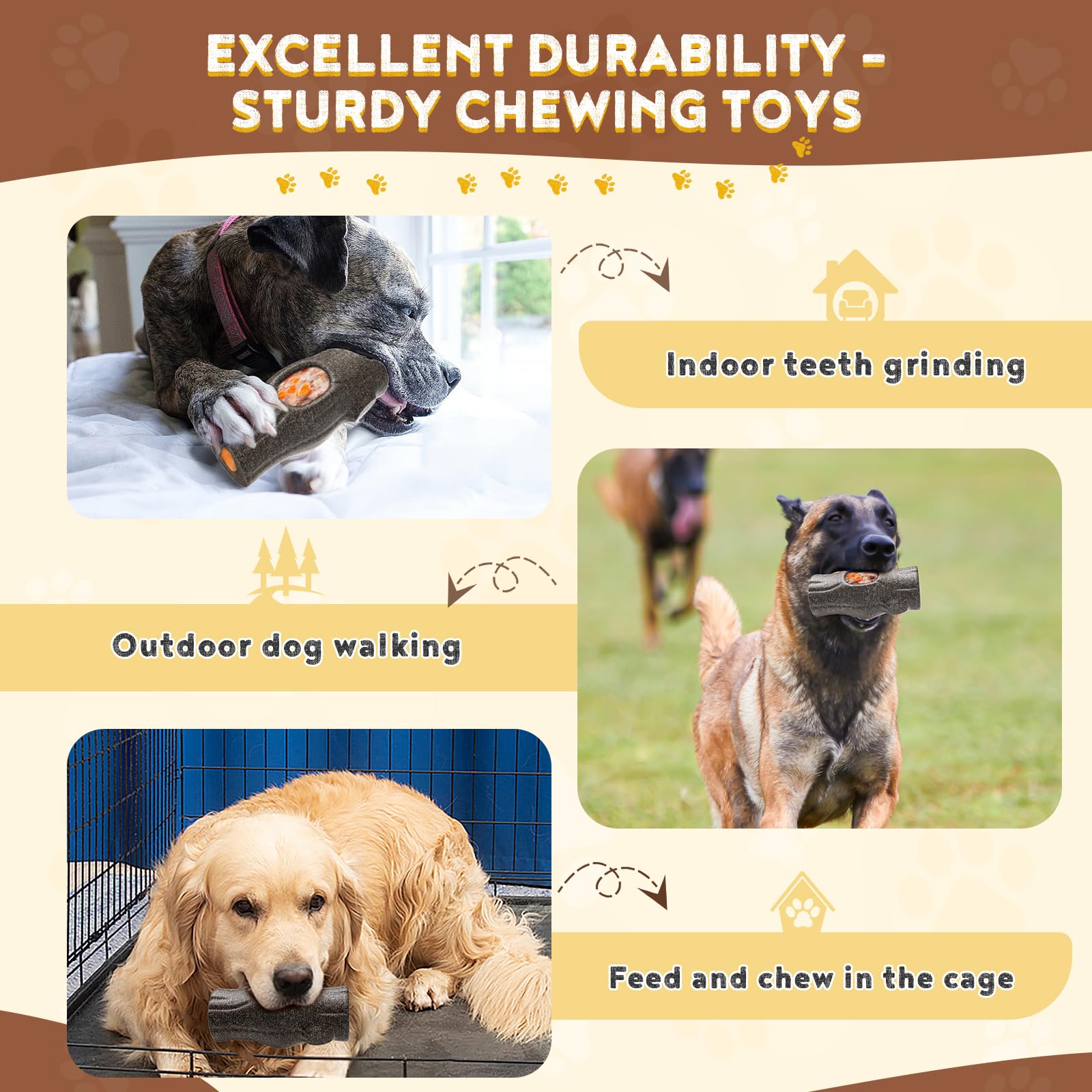 Yulohass Stump Shape Nylon Dog Chew Treat Toy With Filling Tray, Large Medium Dog Chew Toys For Teeth Grinding, Dogs Puzzle Inte
